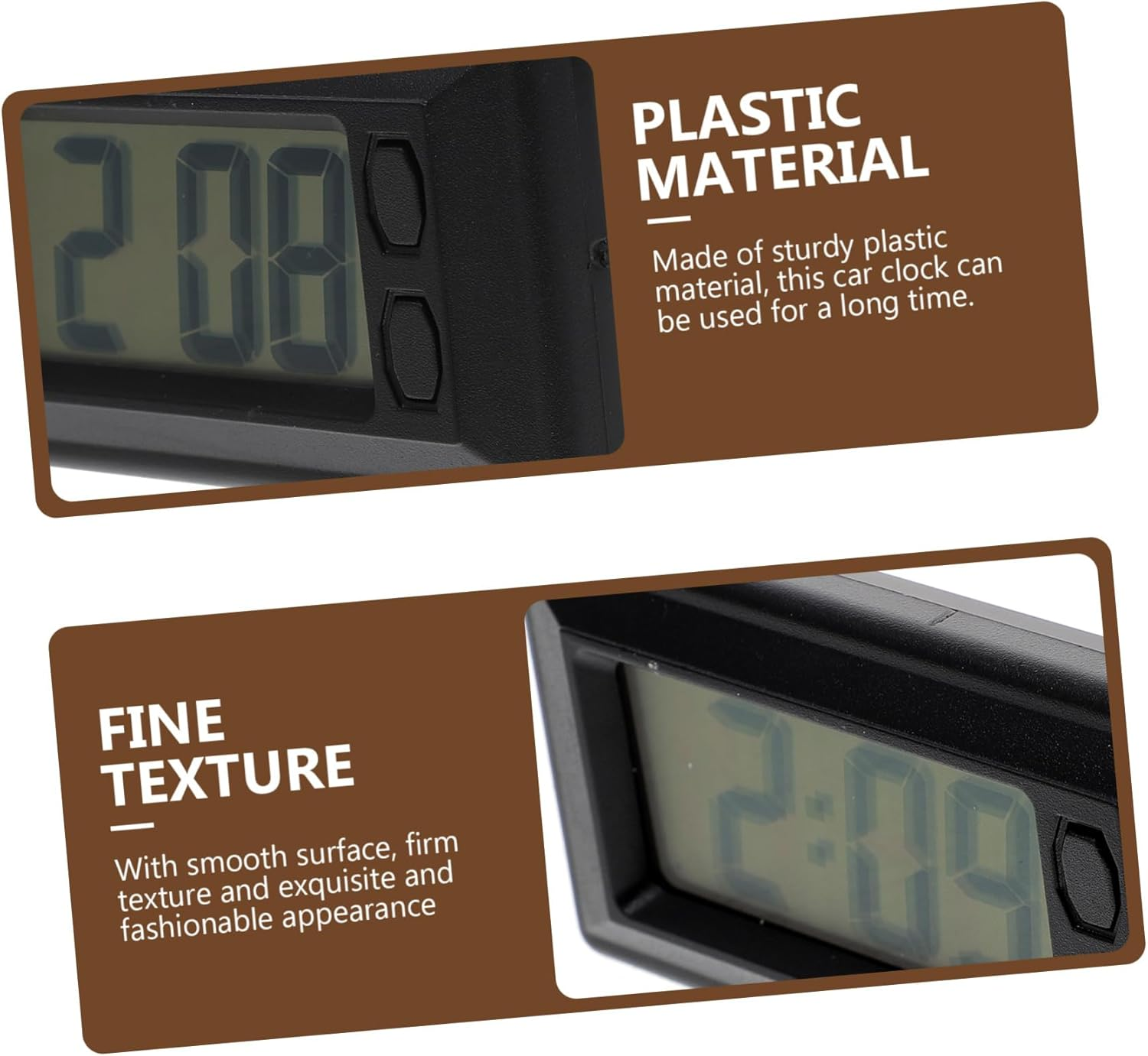 Gatuida Car Electronic Clock 3D Clock Self Adhesive Digital Clock Travel Alarm Clock Digital Clocks Clock Projector Ultra Thin Digital Clock Digital Calendar Magnetic Clock Black Plastic image number 4