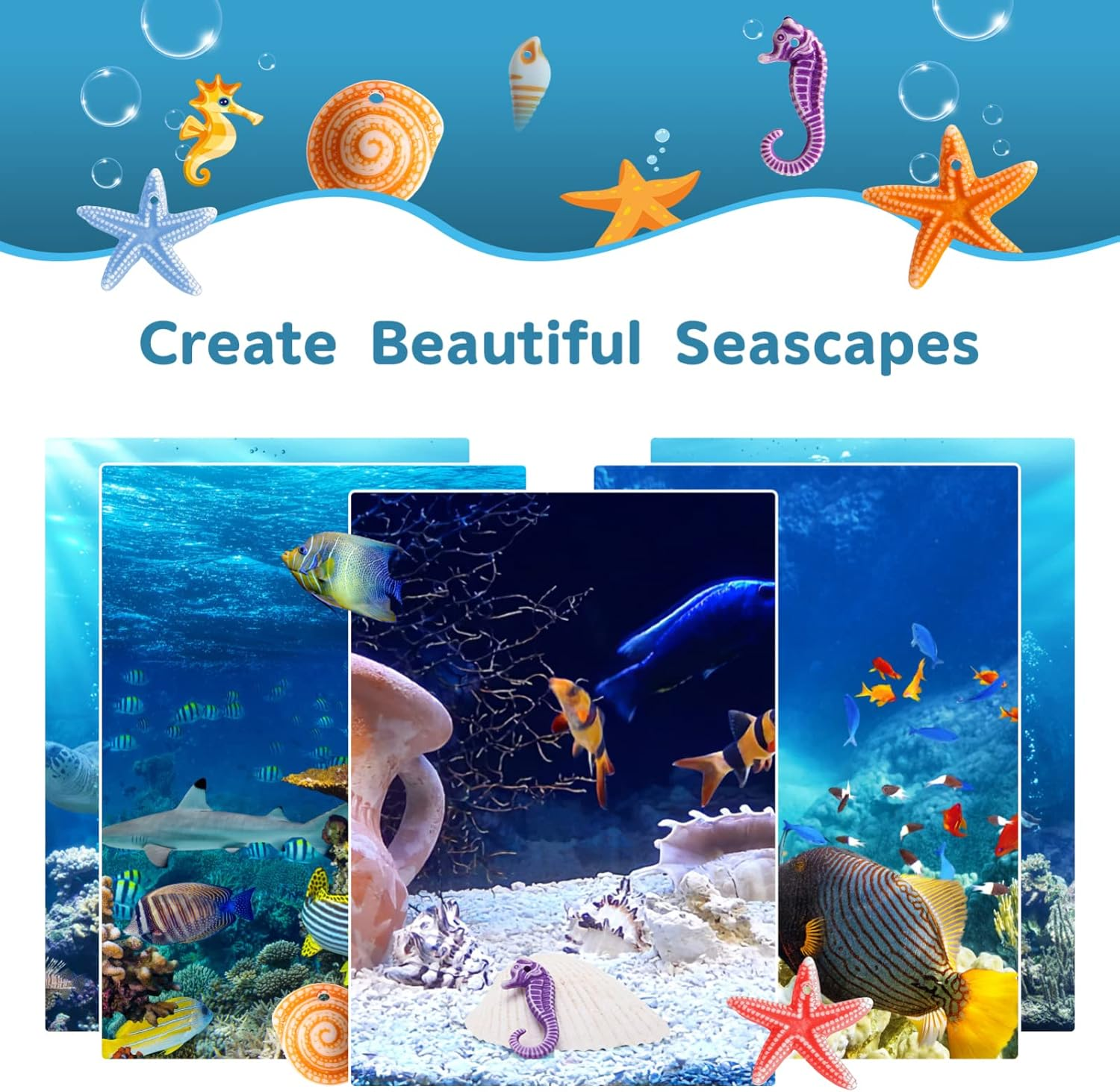 Toyvian 48Pcs Micro Landscaping Sea Animals Decorations, Tiny Sea Animals Hanging Ornaments for DIY Fish Tank Potted Ornaments Aquarium Christmas DIY Craft Project image number 2