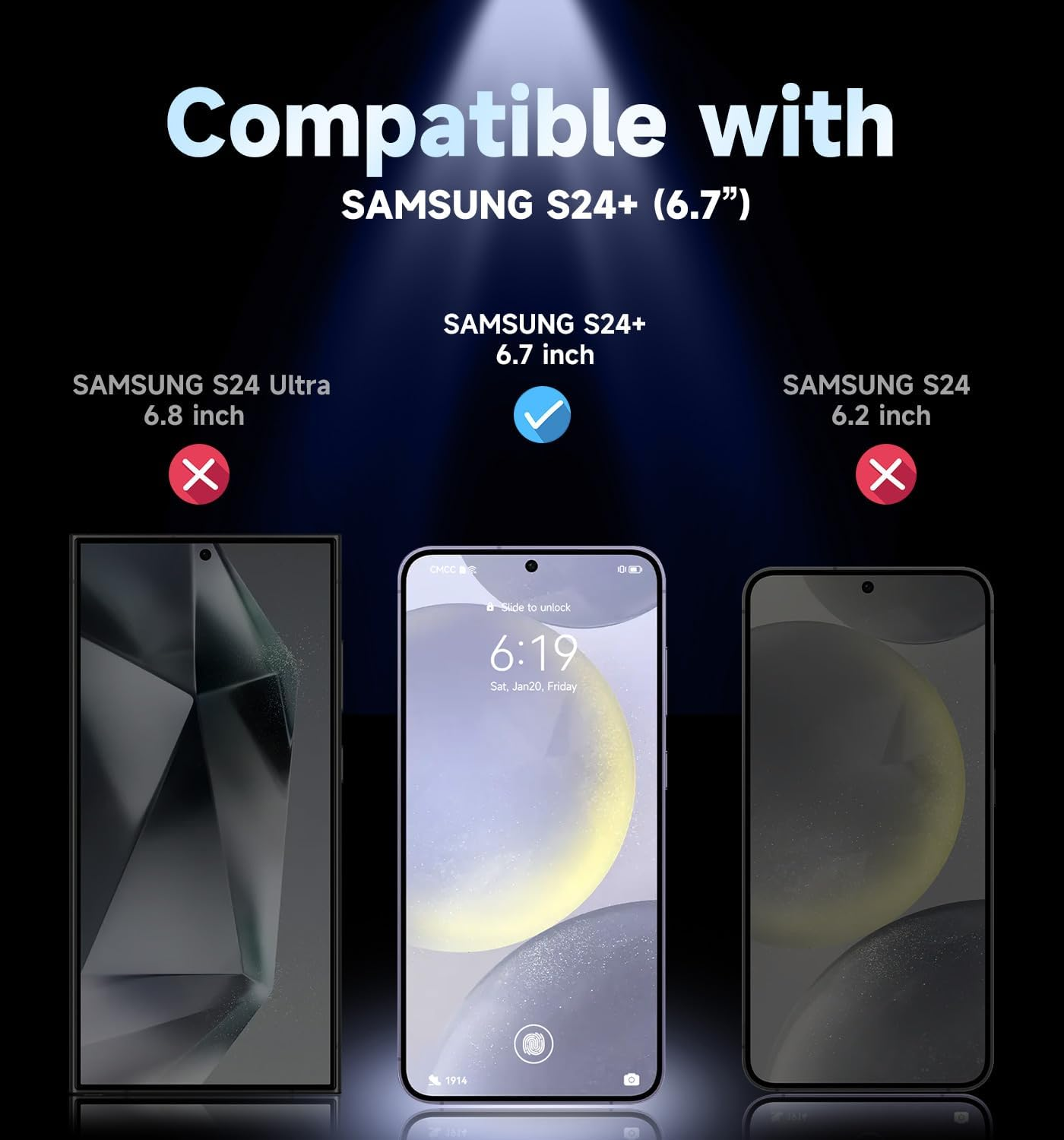 MAGIC JOHN 2 Pack for Samsung Galaxy S24 Plus/ S24+ Privacy Screen Protector 6.7 Inch, Anti-Spy Tempered Glass Film, Auto Dust-Elimination Installation, Bubble Free, Case Friendly, Anti-Scratch image number 5