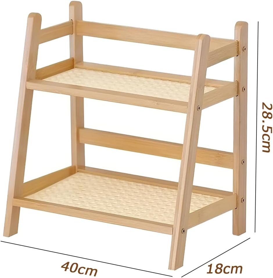 Double Layer Storage Rack with Durable Mayerial, Portable Kitchen Accessories Holder, Bamboo Desk Organizer, Durable & Minimalist Design for Home, Office, Dormitory image number 6