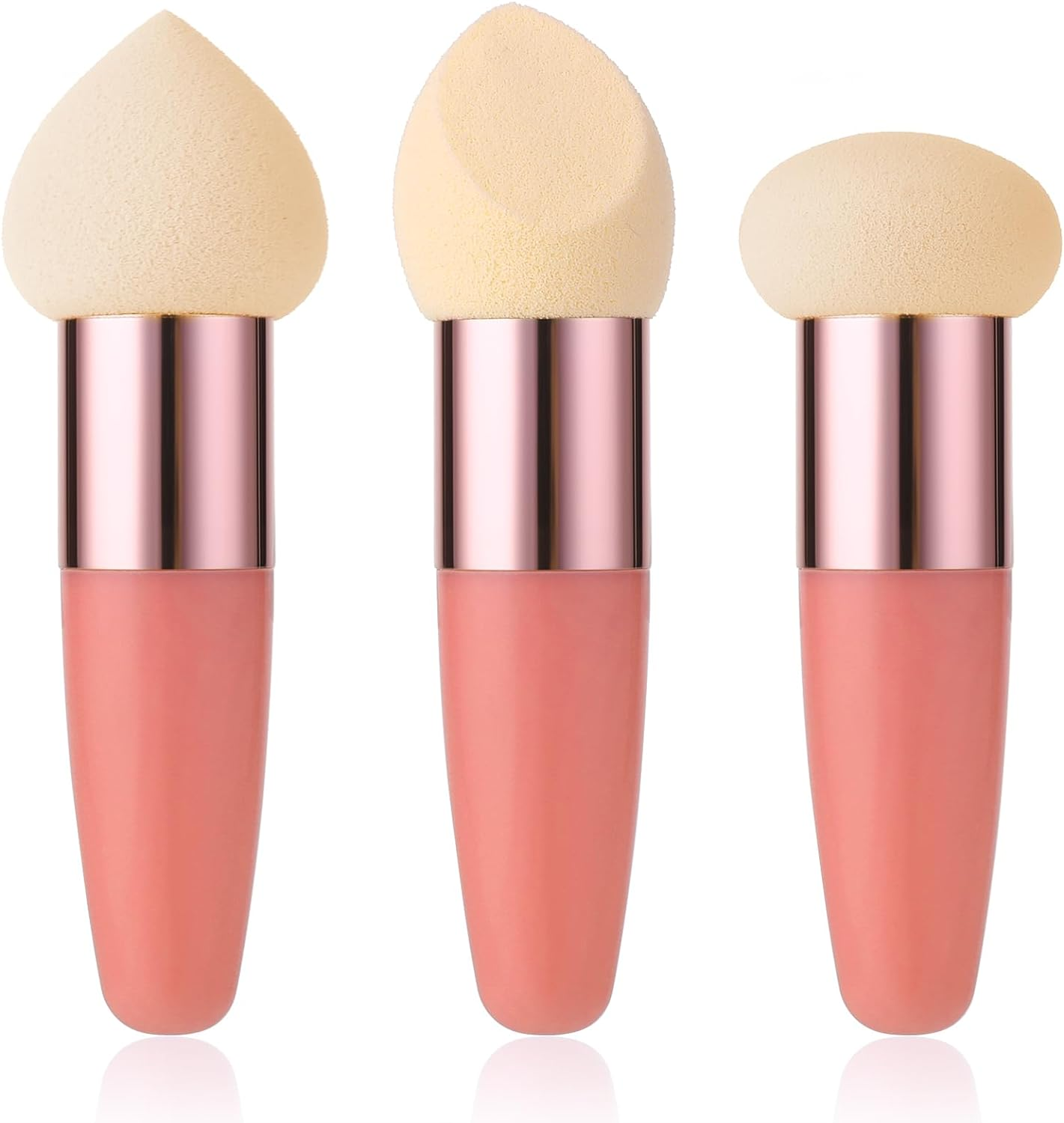 Sibba Makeup Sponge 3 Pieces Foundation Makeup Concealer Cosmetic Mixed Mini Brush Angle Handle Applicator Artist Application Mushroom Eyebrow Face Tassel Powder (Rose Red) - Black image number 4