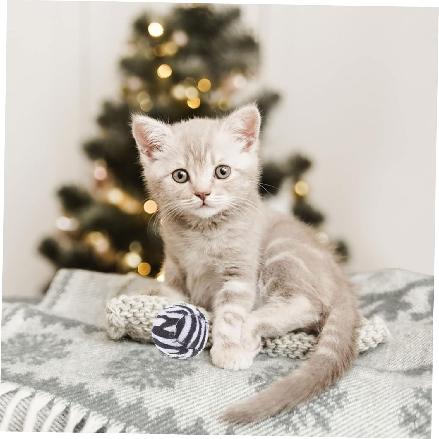 Ipetboom 10Pcs Leopard Print Cat Ball Interactive Kitten Toys Cat Balls for Indoor Pet Toys Random Color image number 1