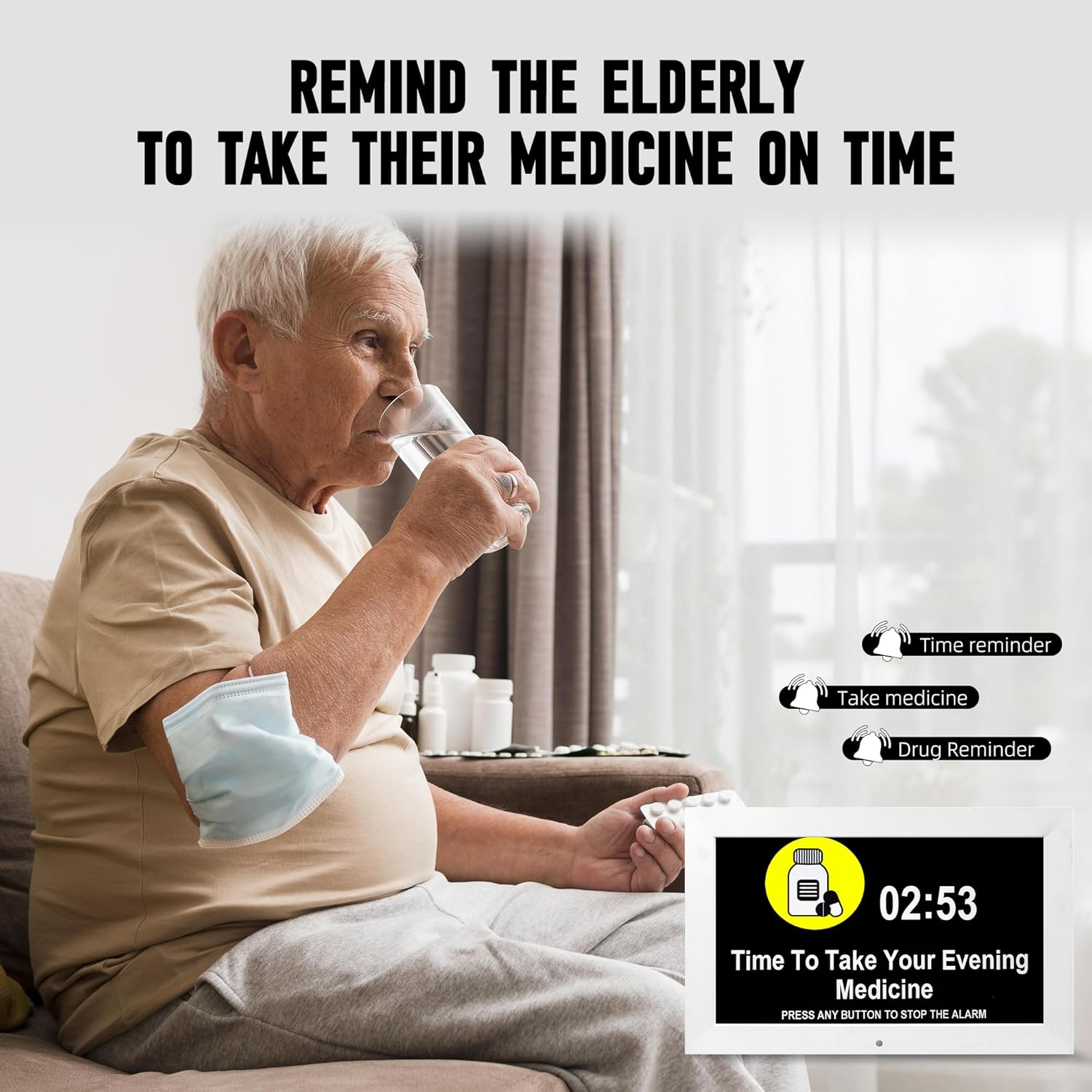 Memwake 10.1 Inches Large Digital Clock，3 Display Modes, Wall Clock with Time and Date, Dementia Clock That Provides Digital Alarms and Digital Calendar for Seniors and Alzheimer'S Patients.(White) image number 4