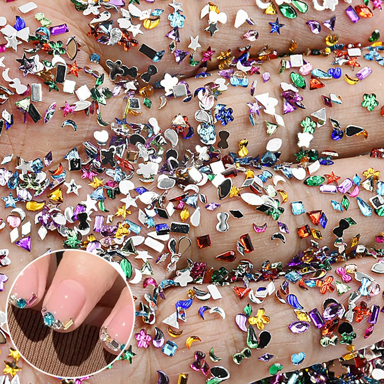 Yamobi Pack of 2000 Rhinestones, Glitter Stones, Nail Stones, Rhinestones, Glitter Stones for Crafts, Rhinestones for Textiles, Rhinestones for Gluing image number 1