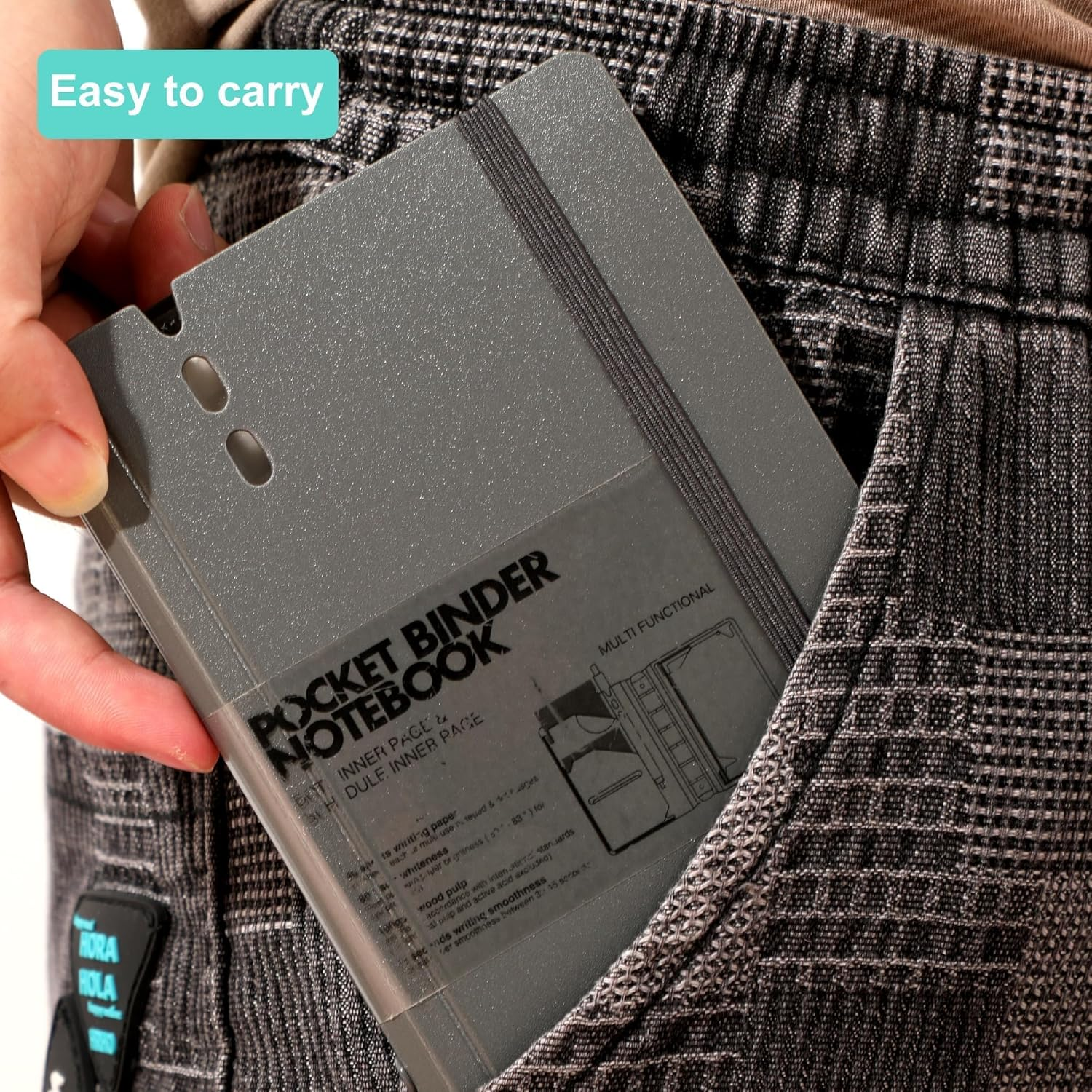 CAGIE A7 Small Binder Notebook with Removable Pages Hardcover Spiral Refillable Mini Binder Notebooks for Note Taking Pocket Notebook with Planning Square Ruled & Dotted Ruled Pages 4X5.7 Inch, Grey image number 4