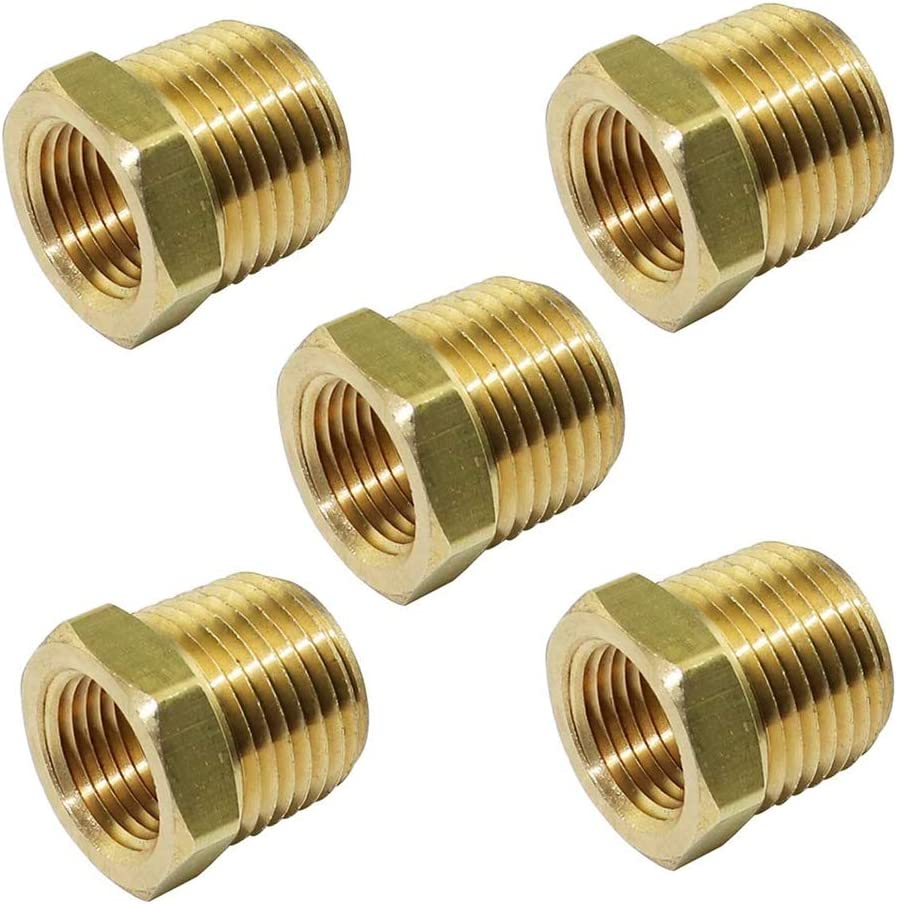 NPT Bushing Brass Hex Reducer Reducing Pipe Adapter Fitting 1/2" NPT Male X 1/4" NPT Female Thread 5Pcs image number 4