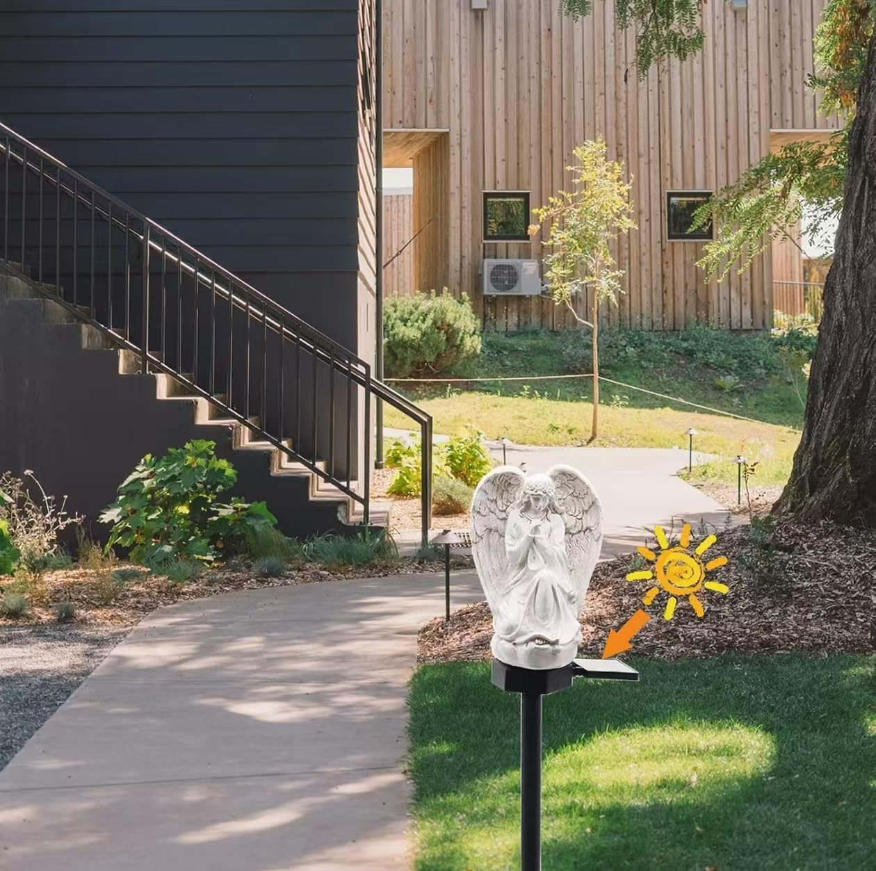 YZYOE Solar Powered White Angel Lights, Garden Decorative Resin Cute Floor Lights, Wireless Dusk to Dusk LED Lights Waterproof image number 3