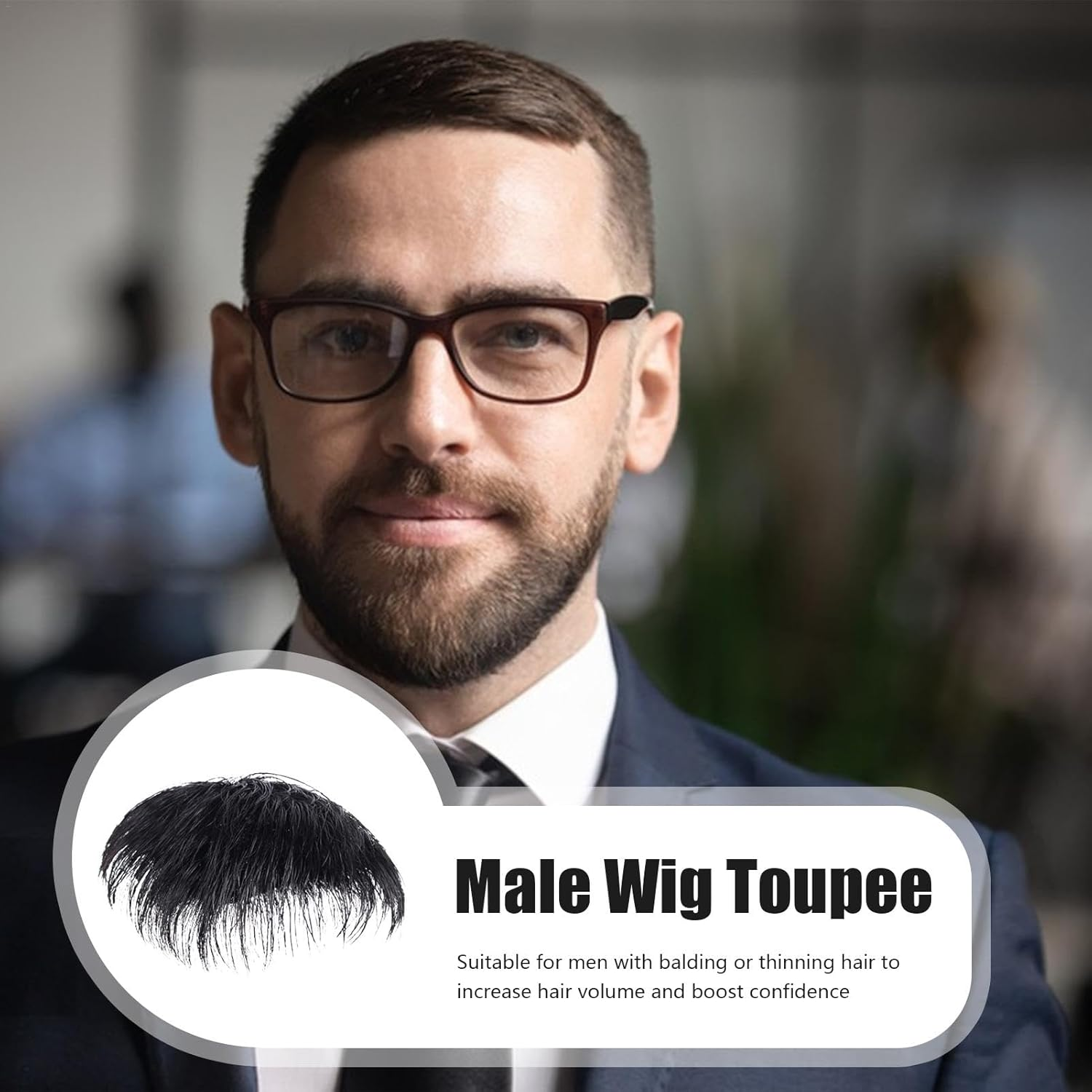 Men'S Hair Patch - Natural Black Short Hairpiece Extensions, Real Human Hair Topper for Men | Boost Confidence with Clip- Hair Replacement, Perfect for Bald Spots and Thinning Hair - 14 X 14Cm/5.5 X 5.5 Inch image number 6