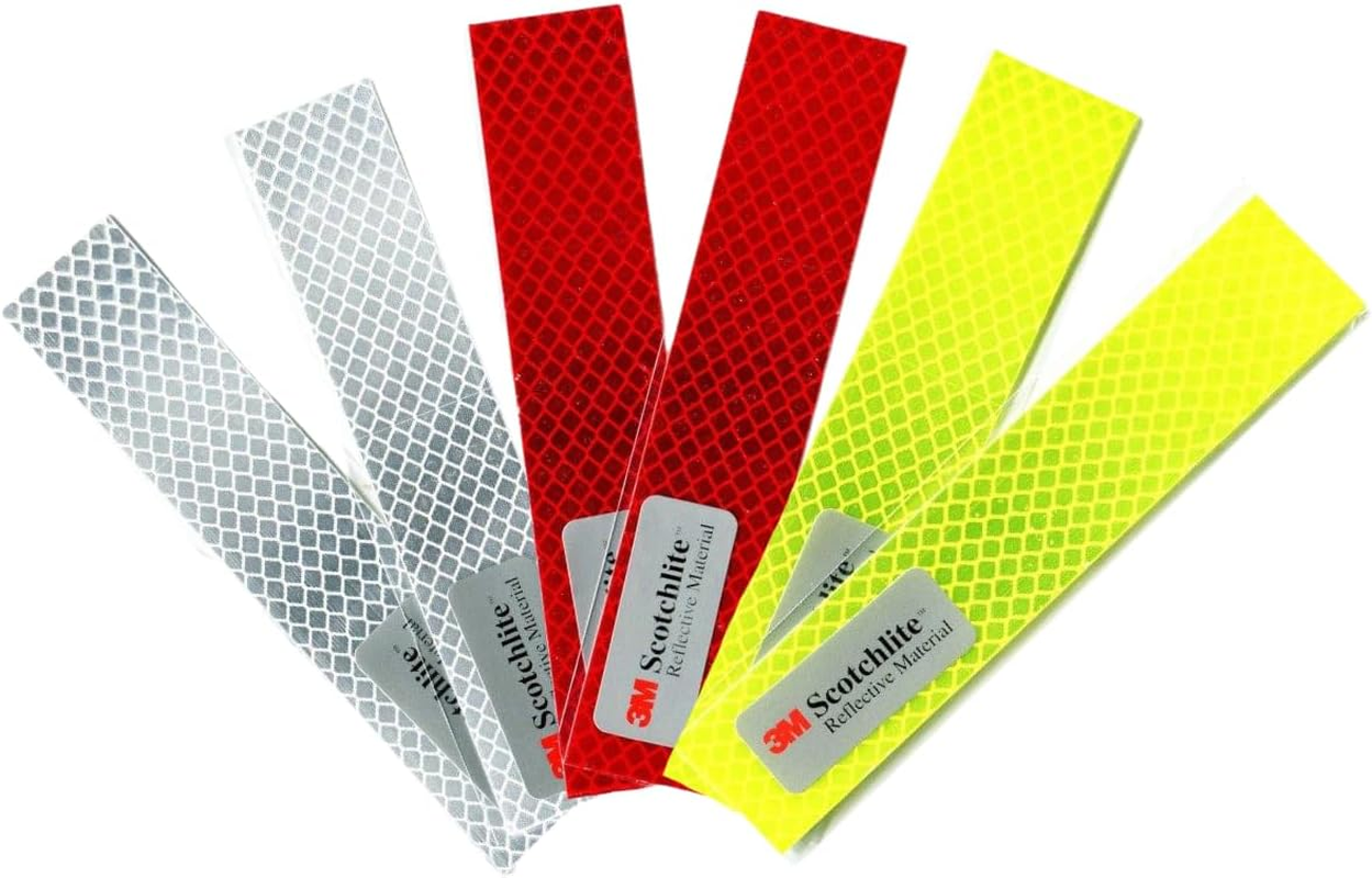 Salzmann Reflective Diamond Grade Stickers | Waterproof, All-Weather Reflective Stickers | Made with 3M Diamond Grade | Ideal for Cars, Garage Doors, Motorbikes, Trailers, Etc. | Pack of 6