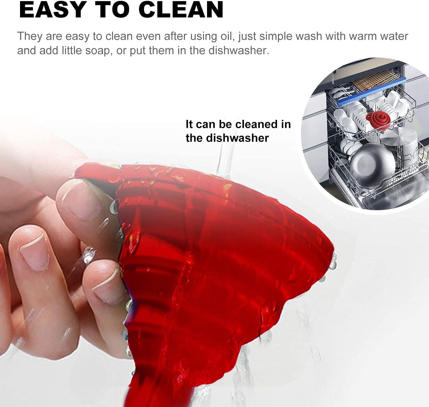 Funnels for Filling Bottles - Kitchen Funnel, Funnels for Kitchen Use, Food Grade Silicone Collapsible Funnel, Liquid, Powder Transfer (3 Pack) image number 3