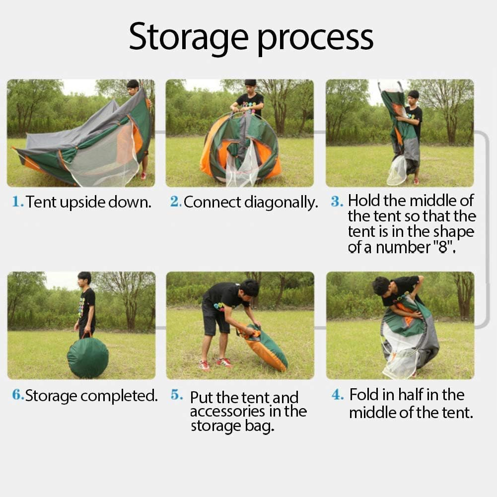 Camping Tent, 3/4 Person Pop up Camping Tent, Outdoor Easy Set up Automatic Travel Tent, Includes Pillow, Moisture-Proof Mat, Night Light, Portable Backpacking Waterproof Anti-Uv Sun Shelter Tent image number 5