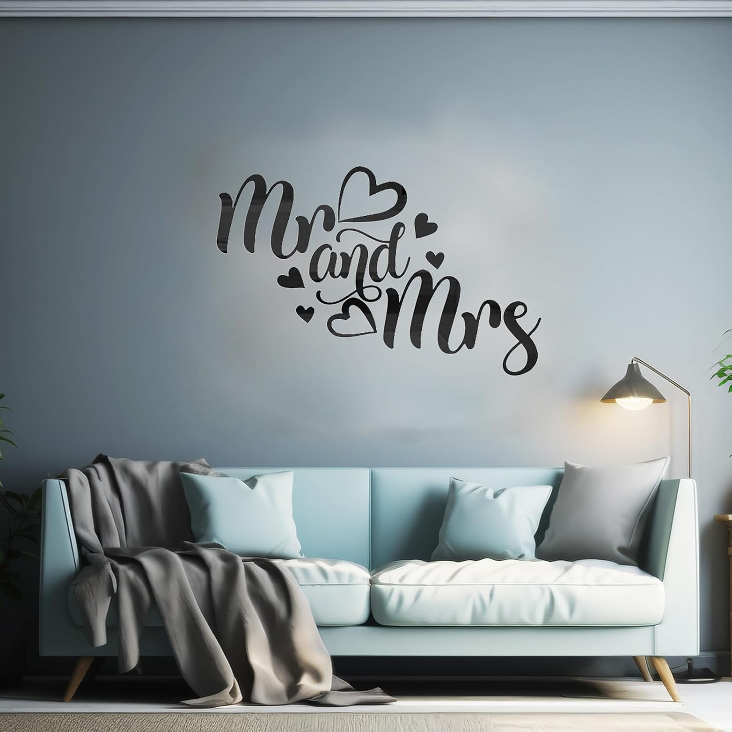 Mr and Mrs Mirror Wall Decal, Removable Bedroom Decor for Couples, Mr & Mrs Sign, 3D Acrylic Mirror Wall Sticker Wedding Decals, Lettering Saying Wall Art Room Home Decoration, Gold - Silver image number 2