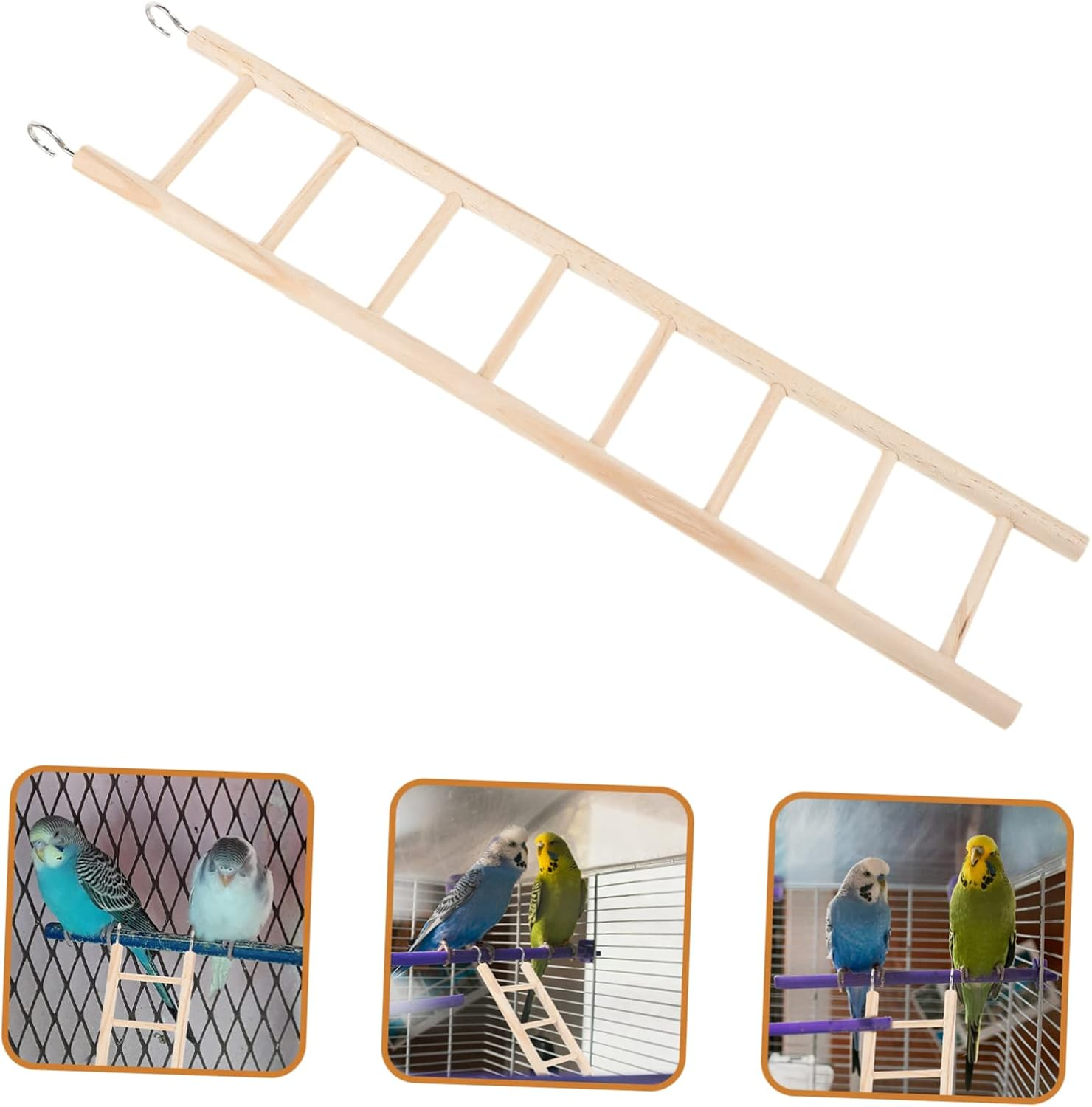 Ibasenice Wooden Parrot Ladder for Cage Hanging and Climbing 14.8 Inch Bird Toy Multiple Steps for Budgerigar and Cockatiel Play