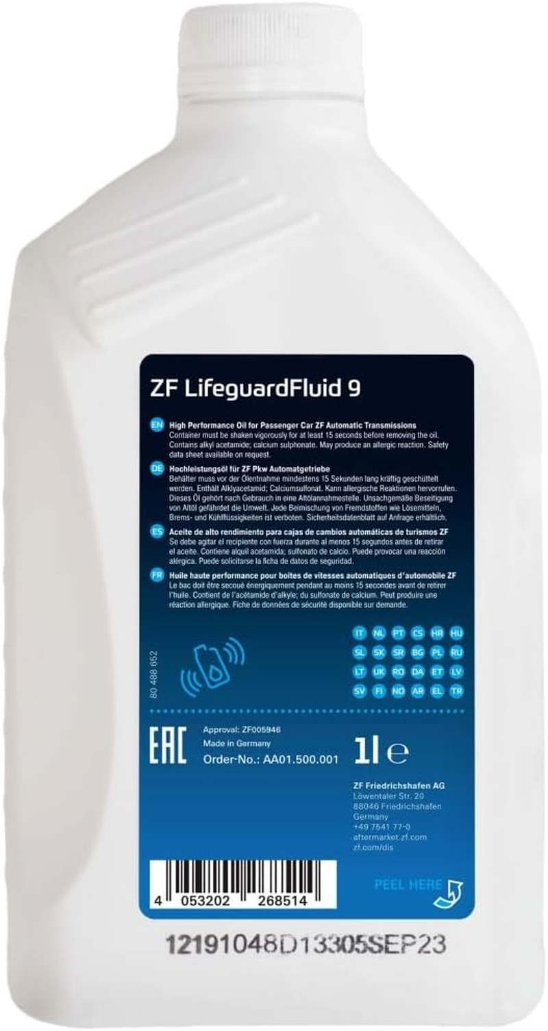 ZF Lifeguard Fluid 9 Automatic Transmission Fluid, 1 Litre AA01.500.001 image number 6