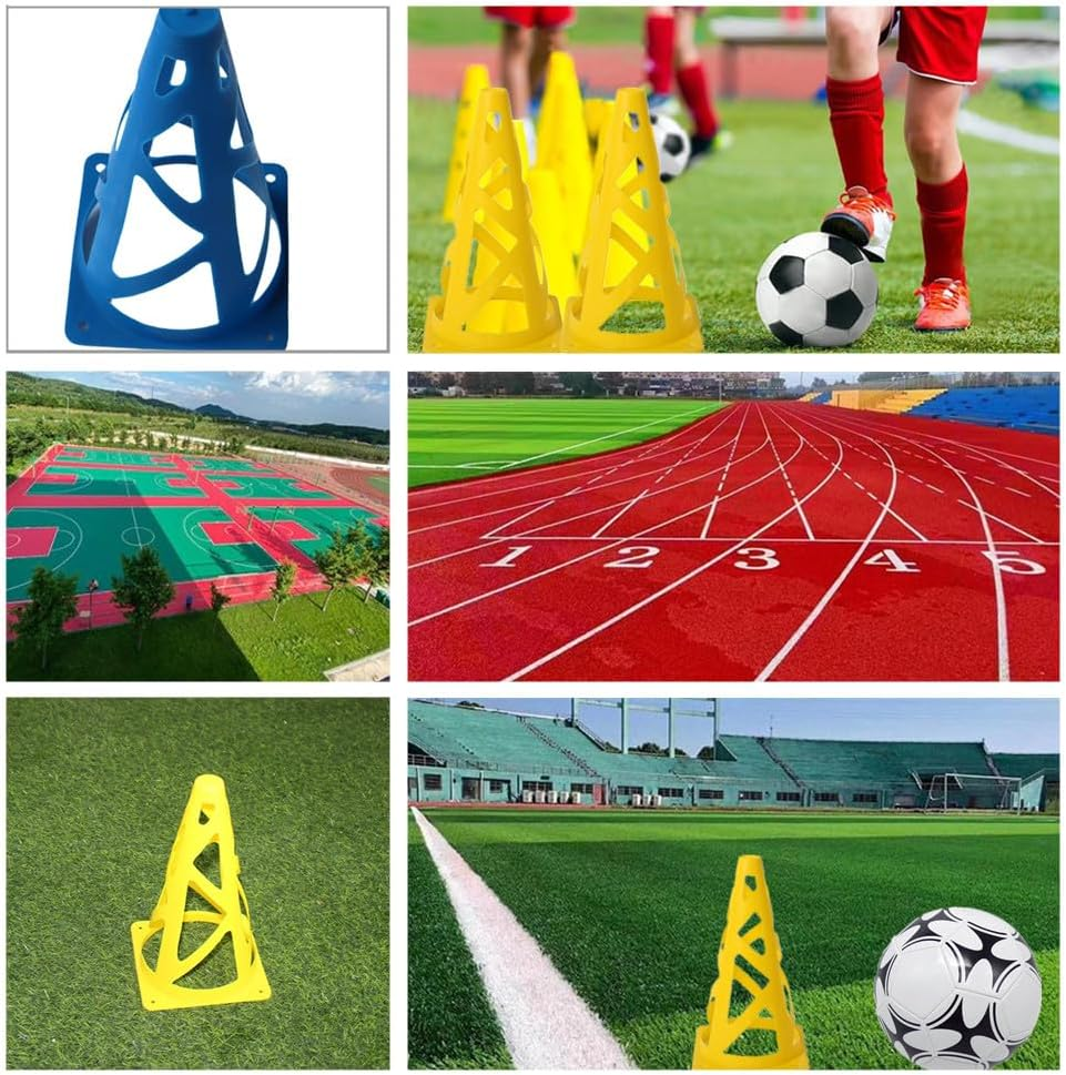 Soccer Cones, Wanfoou 6 Pack Multipurpose Training Cones, Plastic Training Cones, Training Field Marker Plastic Cones, Football Training Cones, Soft and Durable Traffic Cone, Football Practice Drills image number 3