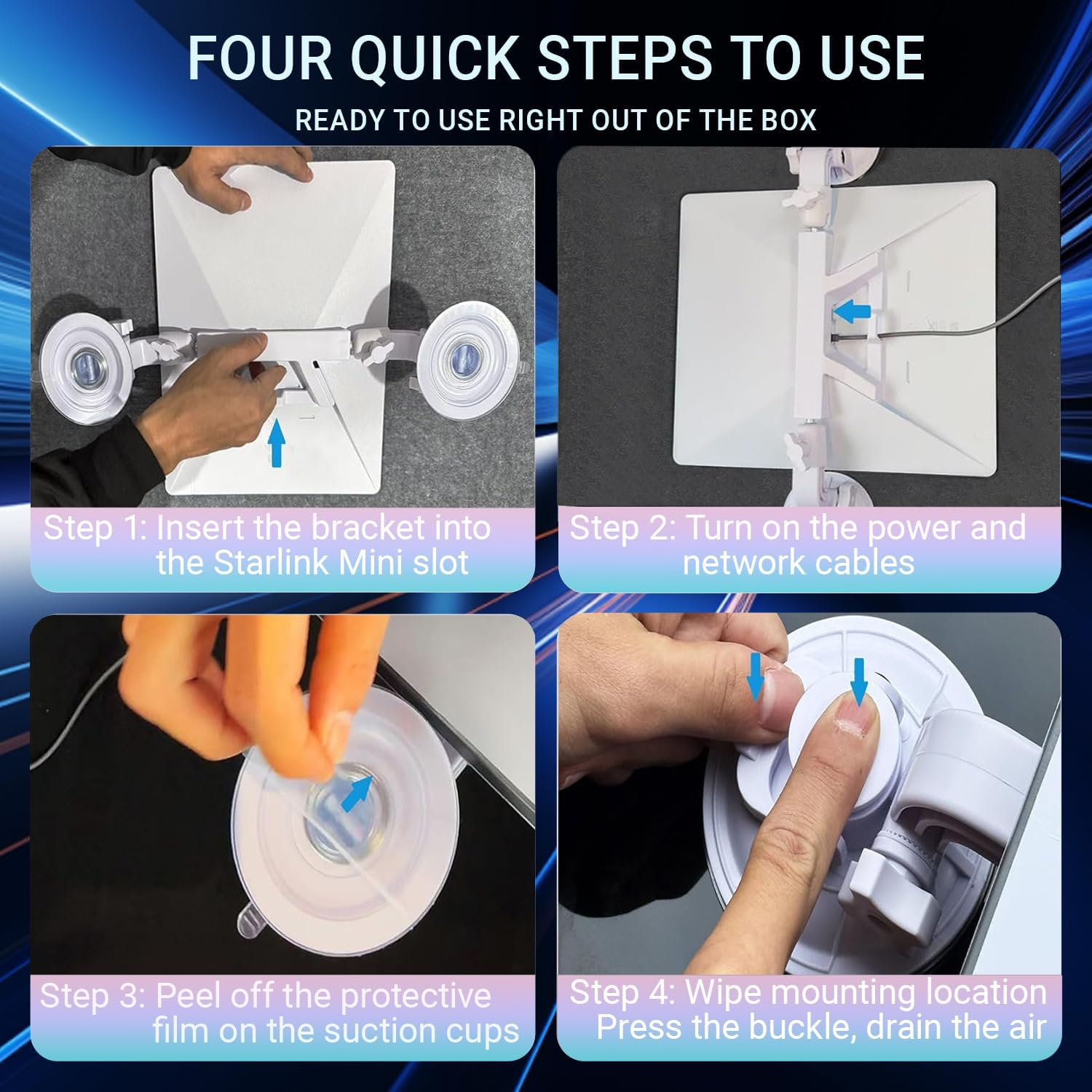 KIKIIKE Foldable Starlink Mini Car Mount with Suction Cups - Portable & Secure Antenna Mount for Travel, Camping, RV - Quick-Install Starlink Mini Mount for Reliable Signal Anywhere image number 3