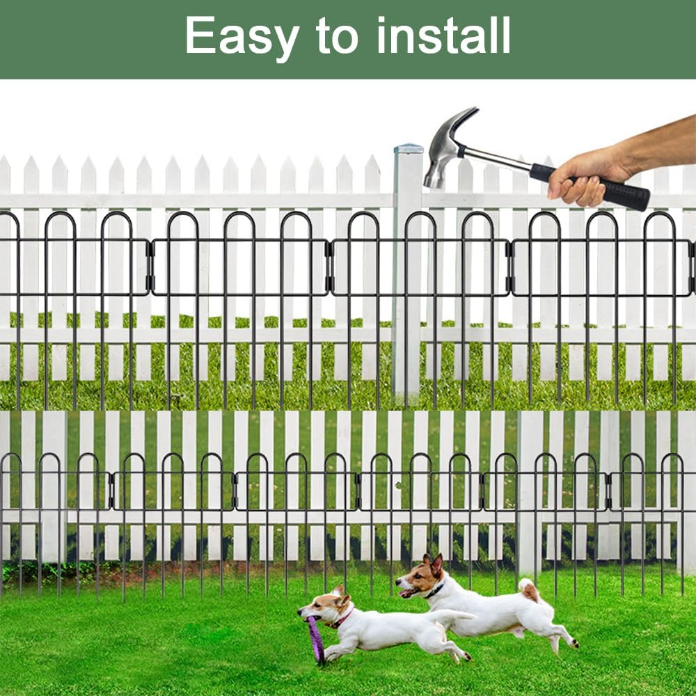 TOMVAES Garden Animal Barrier Fence,10 Pack Decorative Garden Fence, Rustproof Metal Wire Garden Border Fence, Dog Rabbits Ground Stakes Fence for Garden Patio, 30.5X42.5Cm image number 4