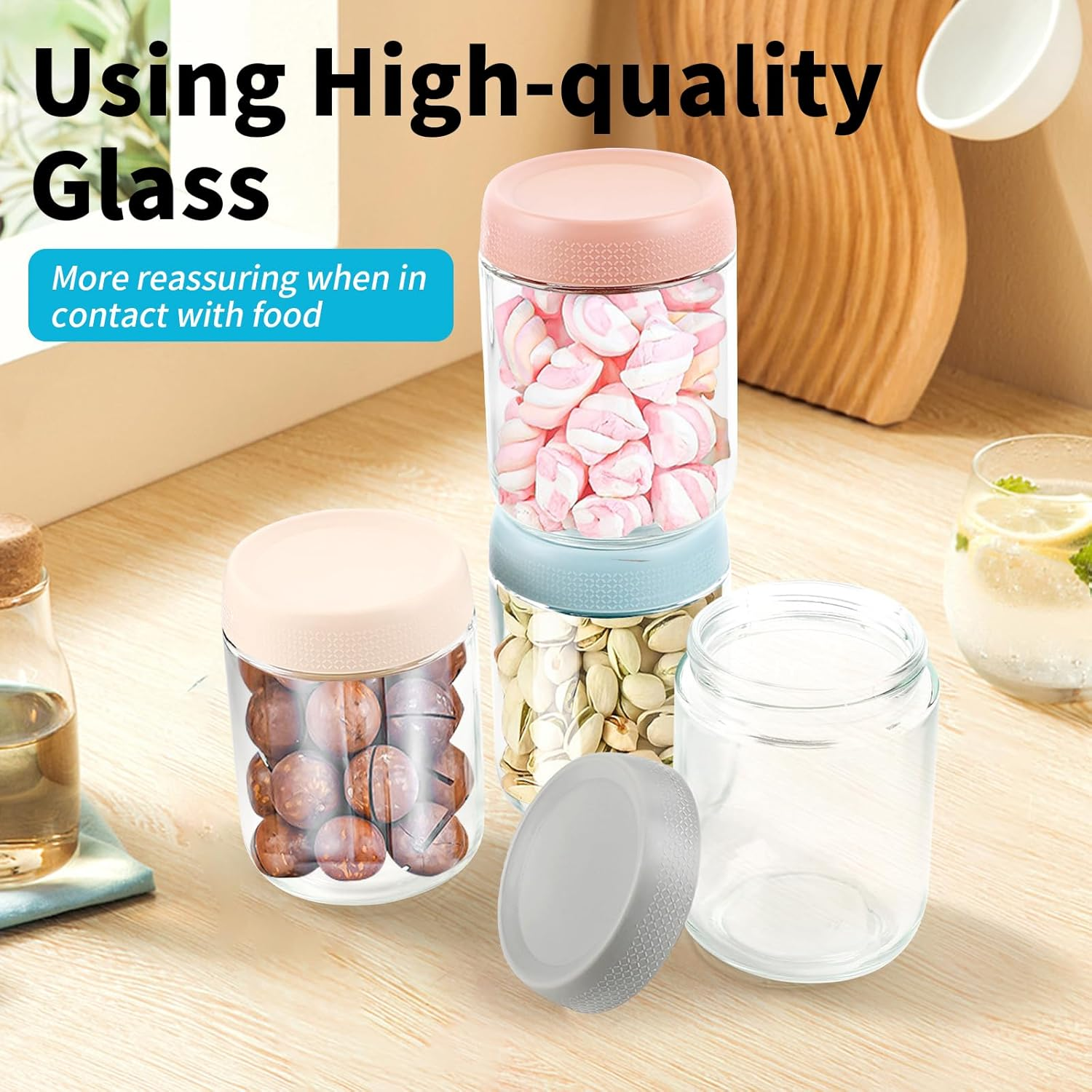 16 Oz/480Ml Glass Jars with Lids, 4 Pack Overnight Oats Container Jar, Small Glass Container for Overnight Oats, Canisters Set for Snacks, Cereal, Fruit, Salad, Sugar, Tea image number 6