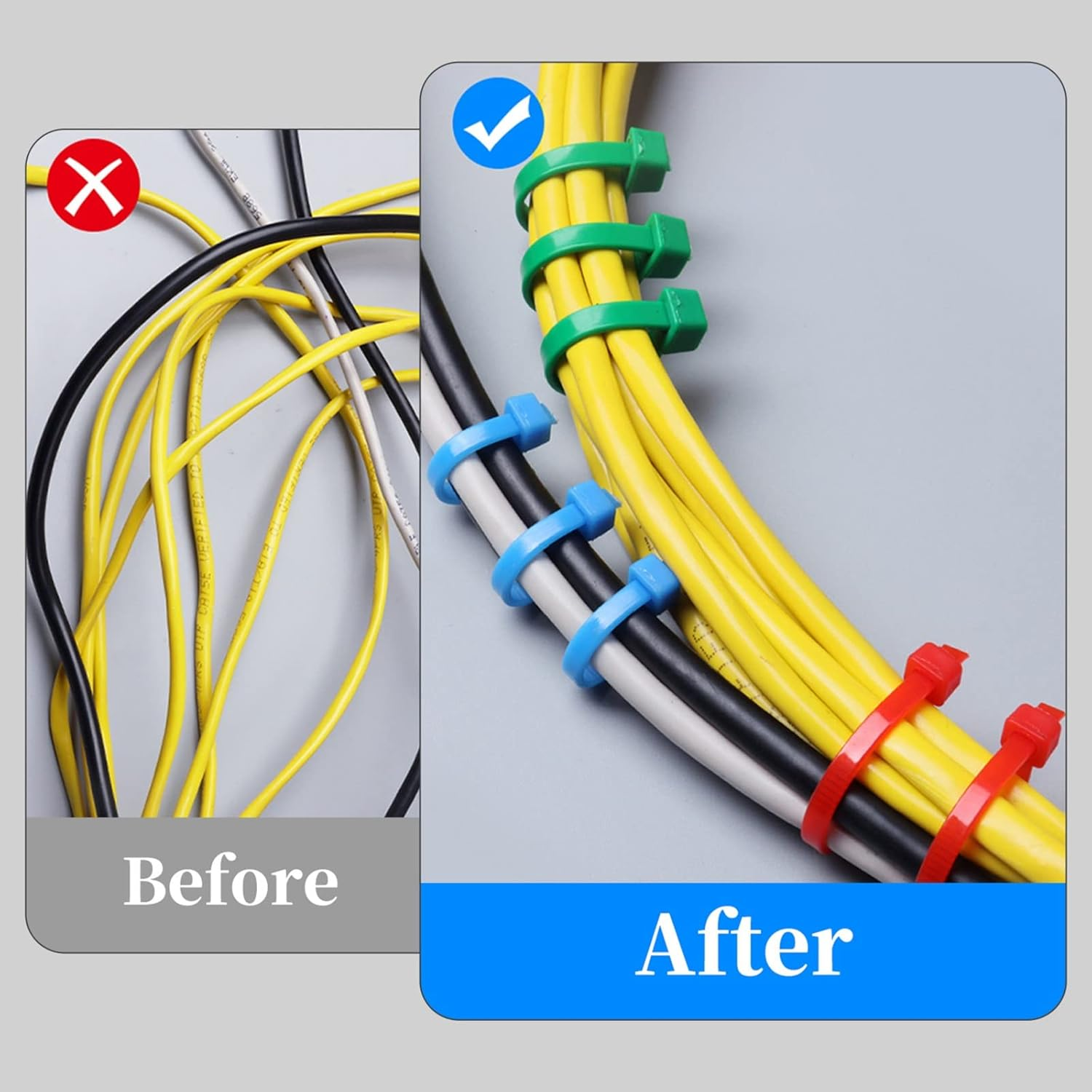 700Pcs Coloured Cable Ties, 2.5Mmx200Mm Zip Ties, 8" Long Nylon Zip Ties, Self-Locking Cable Ties, Heavy Duty Tie Wraps for Home, Office, Garden, Garage, Workshop, 14 Different Colour image number 4