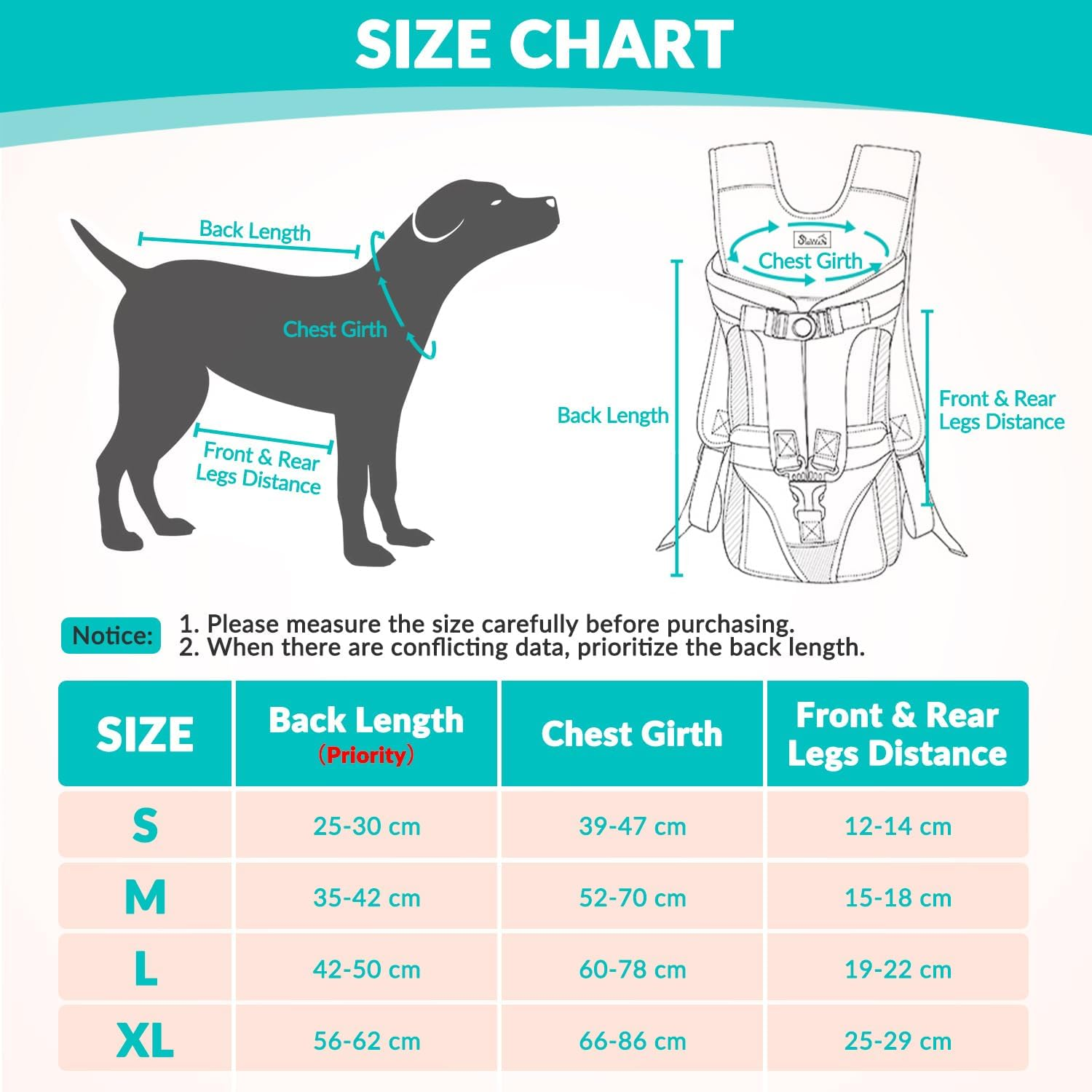 Slowton Dog Carrier Backpack, Adjustable Pet Dog Front Carrier, Legs Out & Easy-Fit & Breathable Dogs Safety Carrier Travel Bag for Puppy Small Medium Dogs for Camping Hiking Cycling image number 4