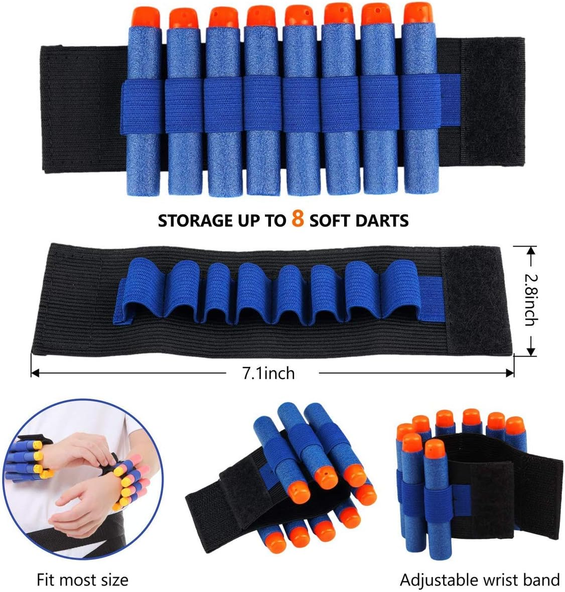 Compatible with Nerf Guns Darts - 20 PCS Party Supplies Toy Gun Accessories Wrist Ammo Holders EVA Soft Bullets Gun Wrist Belt Band Strap Compatible with Nerf N-Strike Elite Series Blasters (No Darts) image number 4