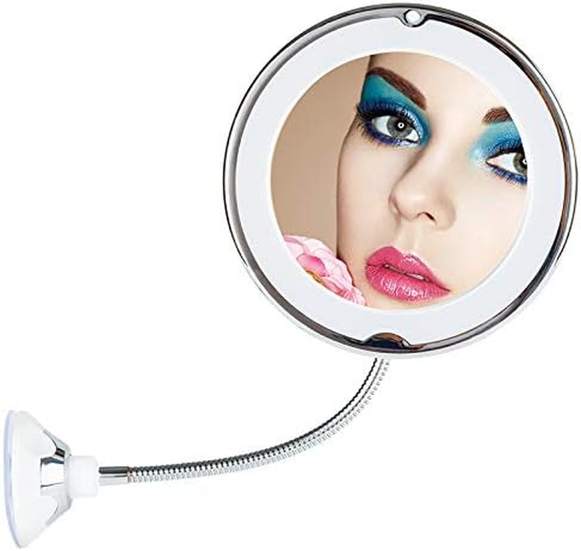 TOP4EVER 8" Magnifying Mirror with Light Lighted Makeup Mirror with Magnification ，Flexible Magnifying Mirror with Suction Cups image number 2
