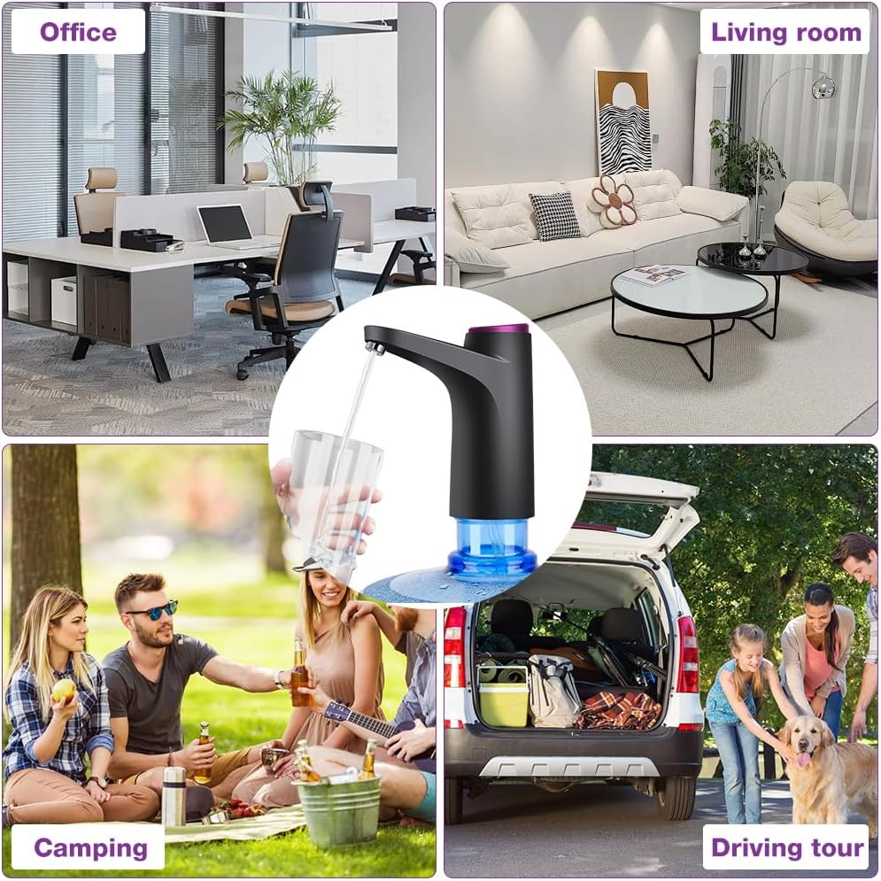 LYPPUL Electric Water Dispenser, USB Charging Automatic Drinking Water Pump, 5 Gallon Water Pump for Water Bottle, Rechargeable Water Dispenser for Home, Camping, Office, Kitchen, School image number 5