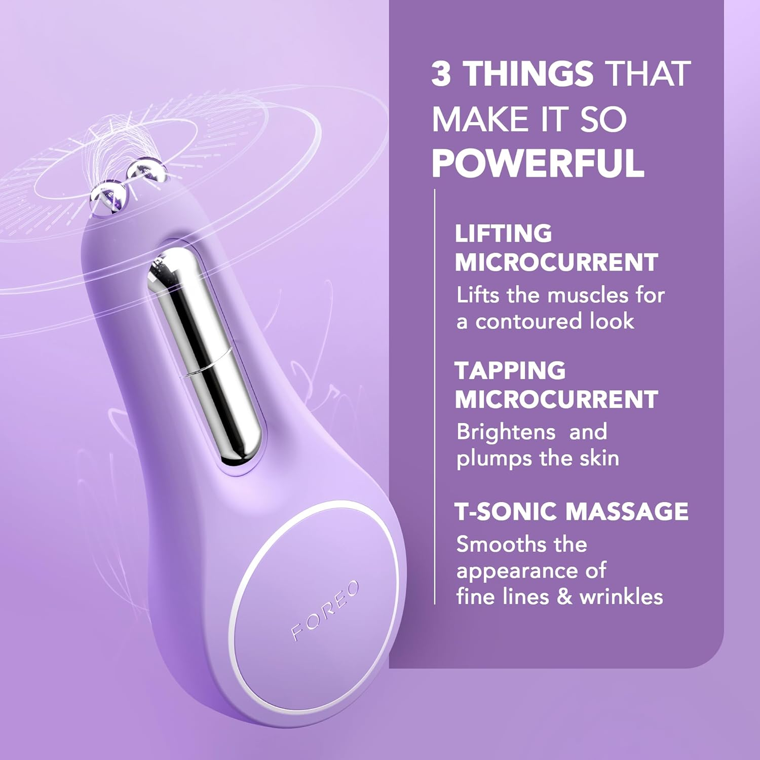FOREO Bear 2 Eyes & Lips - Microcurrent Line Smoothing Instant Face Lift - - Eye Care Device - Brow Lift - Dark Circles under Eye Treatment & Lip Plumper Device - Firming Beauty Products - Lavender image number 6