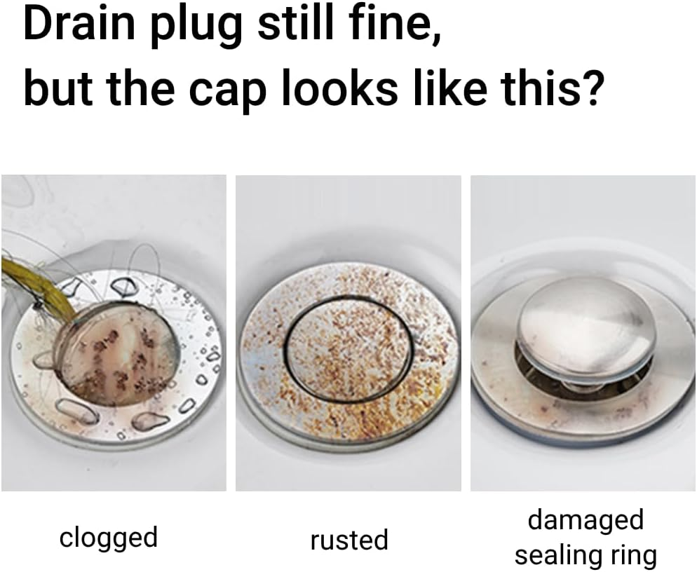 2 Pack Basin Waste 36Mm Sink Tap Push Button Pop Click Clack up Plug Replacement Drain Stopper for Kitchen Bathroom Vanity Sink image number 4