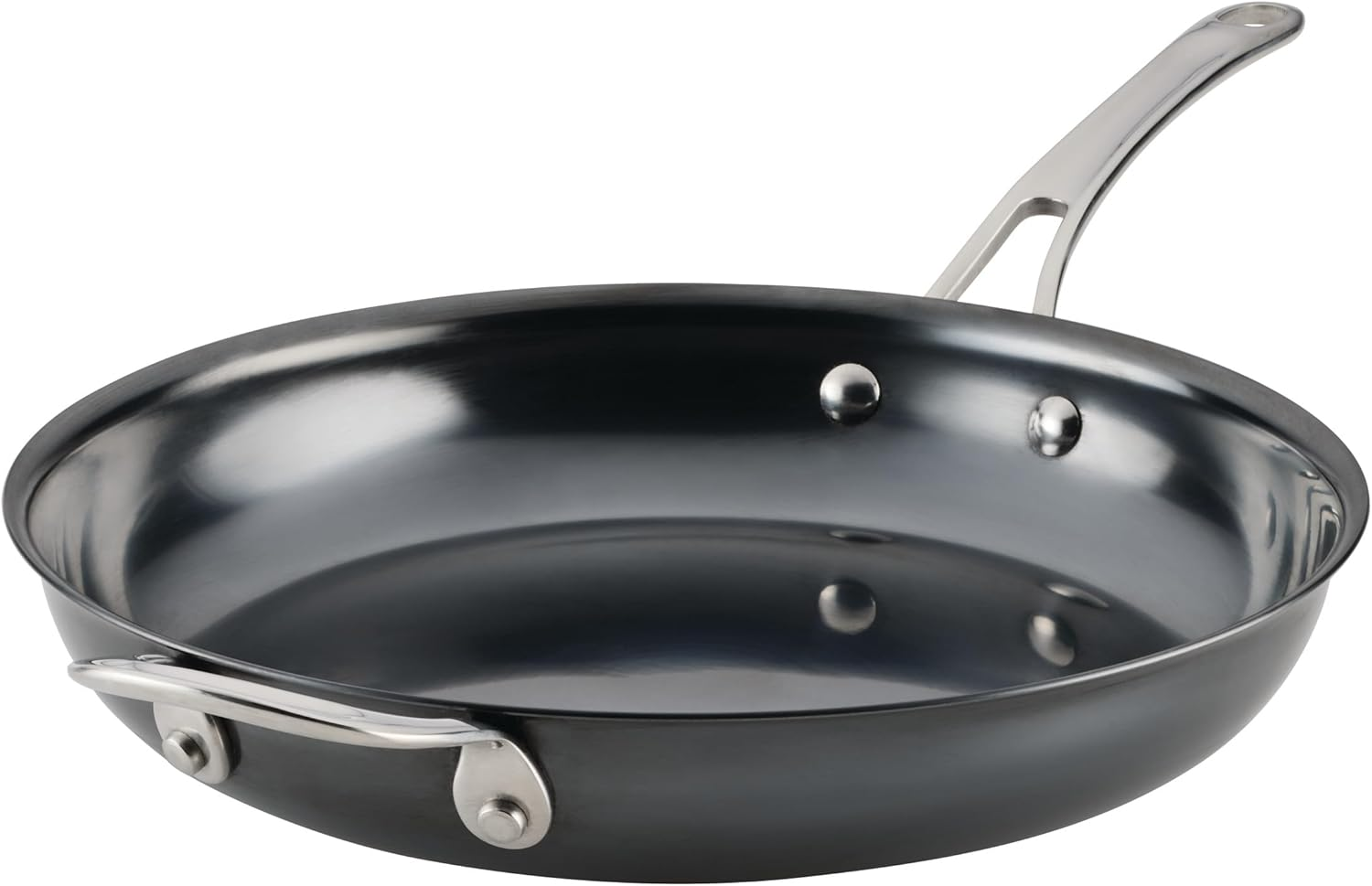 Anolon N2 Carbon Steel Frying Pan 30Cm, Nonstick Skillet for High Heat Cooking, Induction Compatible, Rust Resistant, Oven Safe to 400 C, Lightweight Carbon Steel Pan, Black image number 3