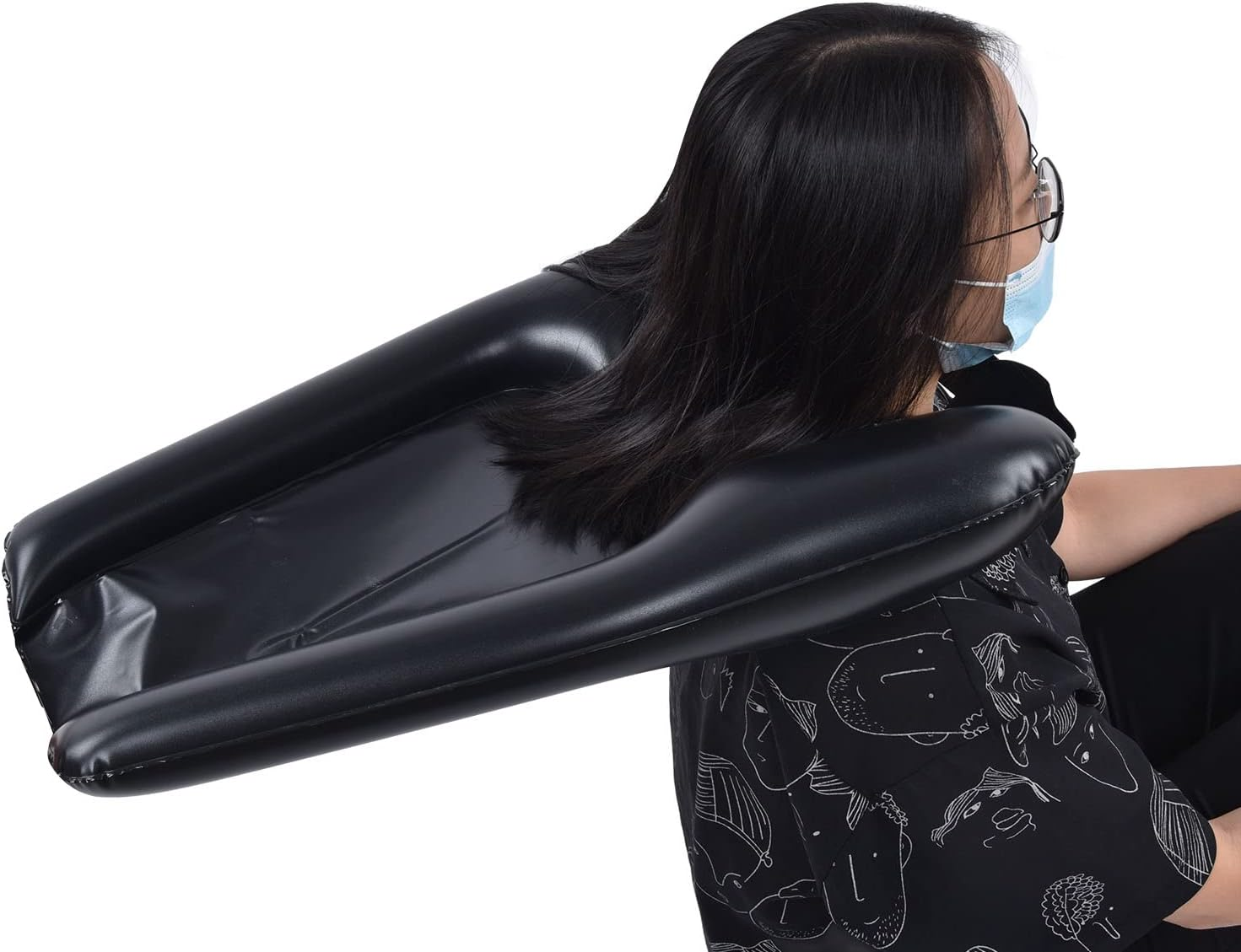 Inflatable Shampoo Bowl, Portable Hair Washing Tray with Inflator Pump, Hair Washing Sink Basin for Elderly/Pregnant/Injured/Bedridden image number 6