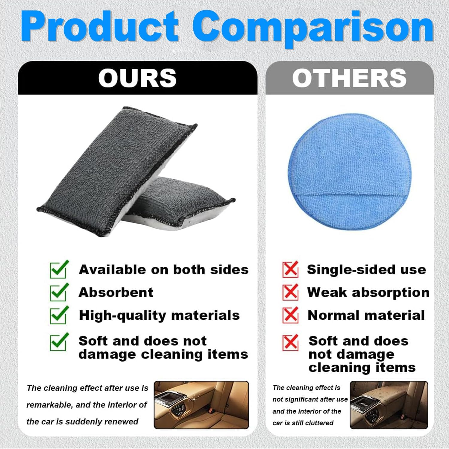 4 PCS Car Interior Cleaning Sponge Microfibre Scrubbing Pads Auto Detailing Scrub Pads for Plastic Leather Upholstery Cleaning image number 3