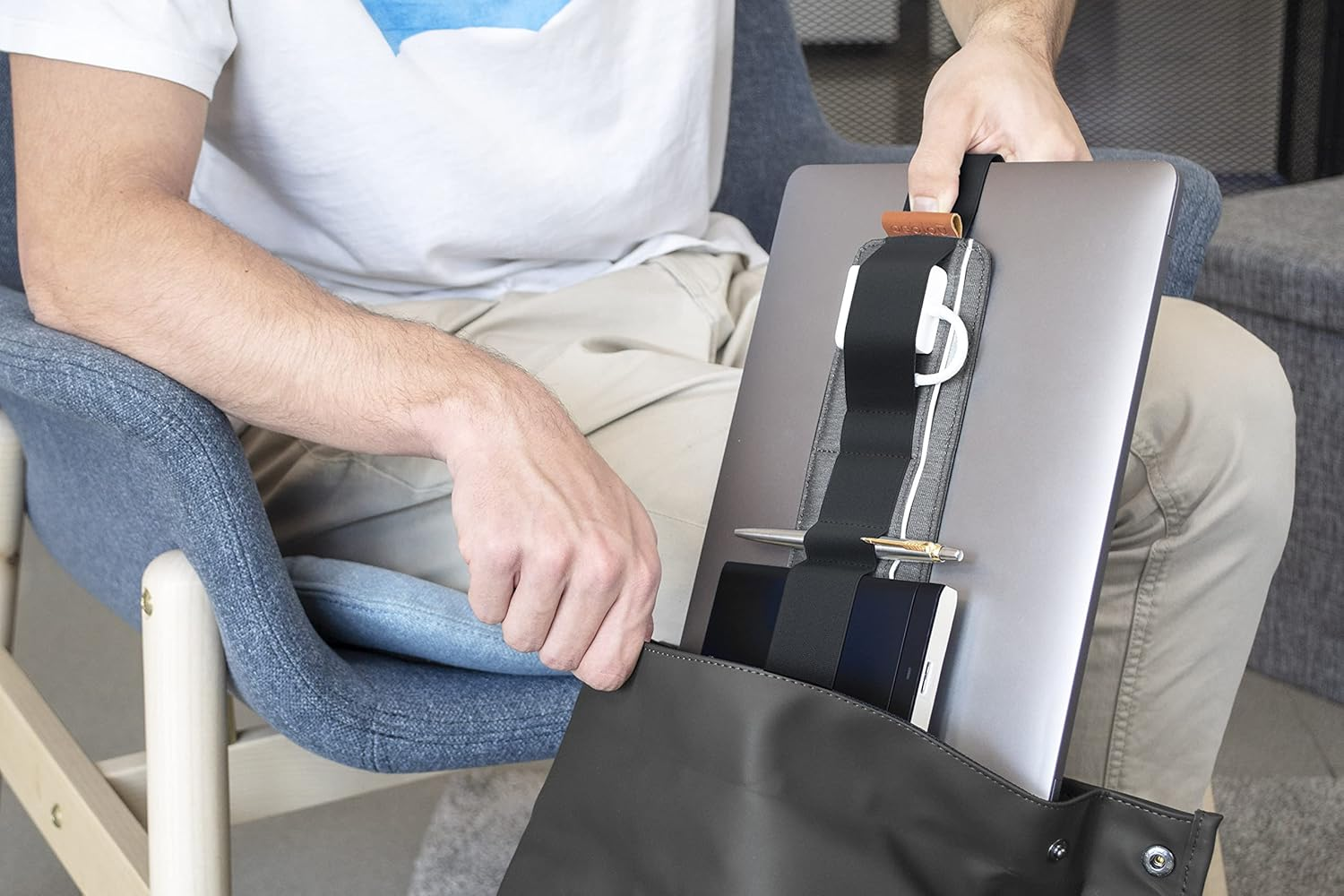 Beblau SLIM Portable Tech Organizer Attachable to Your Laptop & Notebook | Backpack & Desktop Organizers Office, Home & School | Working from Home Solution | Laptop Accessories