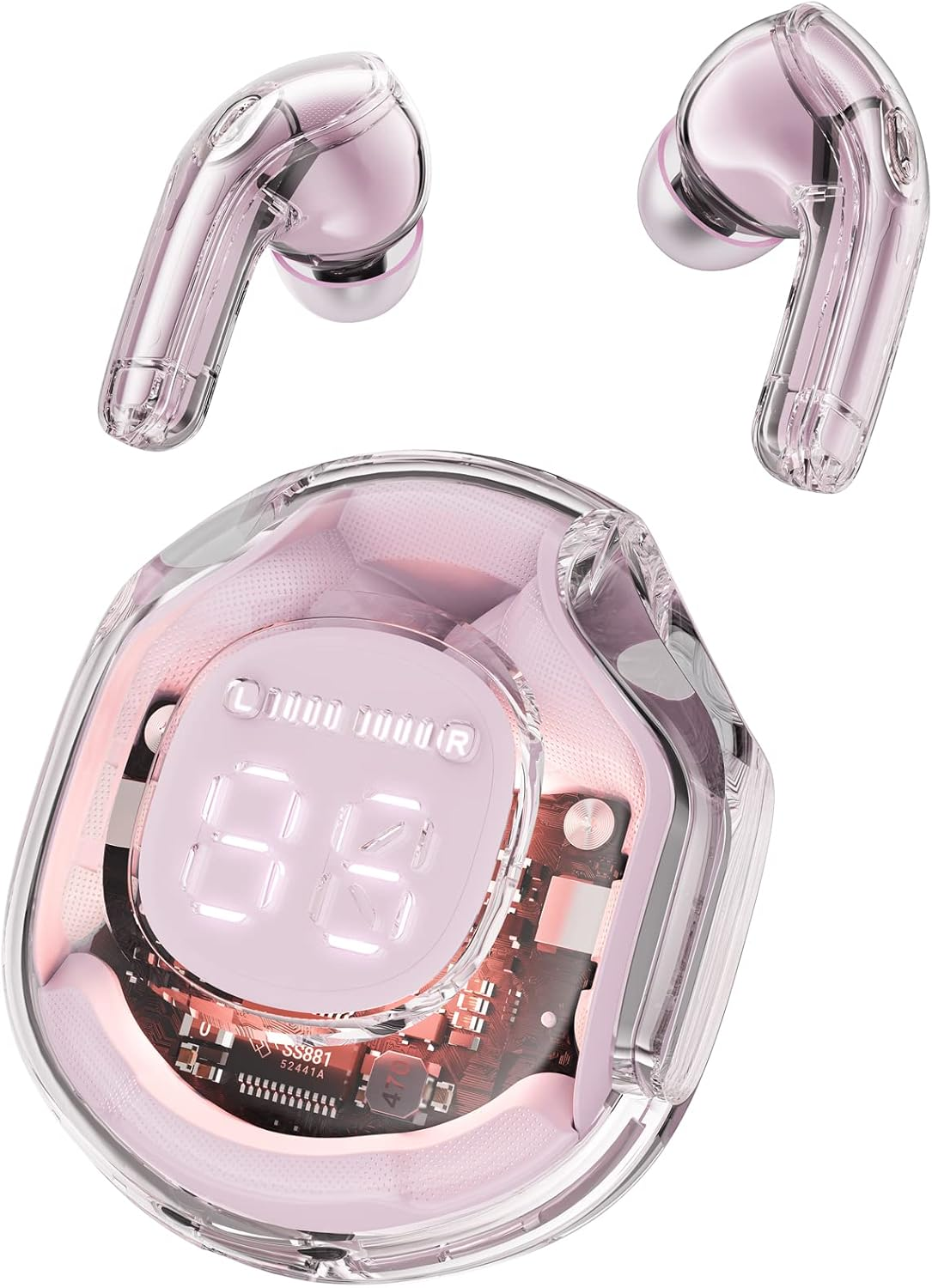 Acefast Crystal Color Wireless Bluetooth Earbuds Noise Canceling T8 (Black)