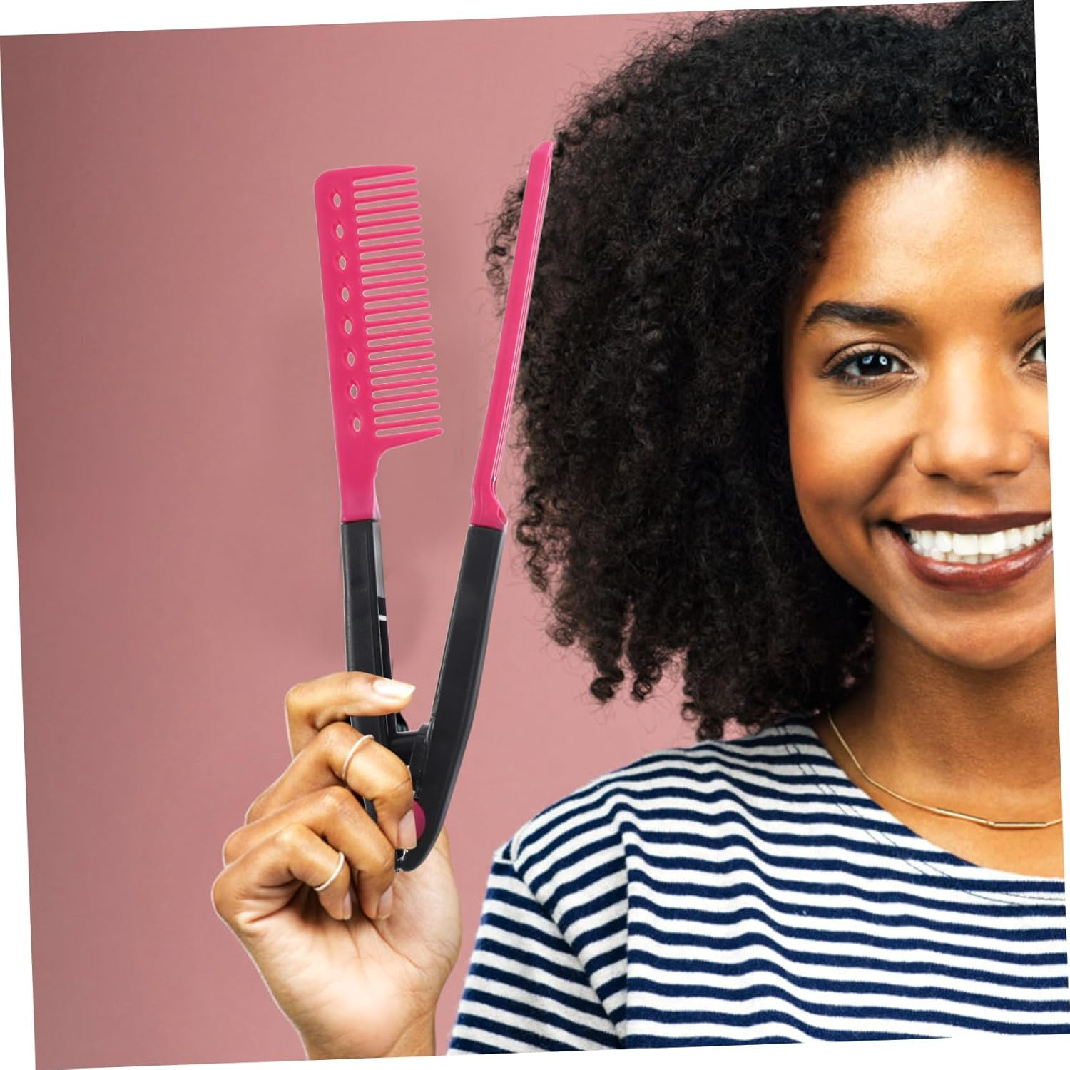 VALICLUD Shaped Folding Hair Straightening Comb for Salon Home Use Plastic Lightweight Portable Hair Styling Tool for Thick Thin Hair Compact Design