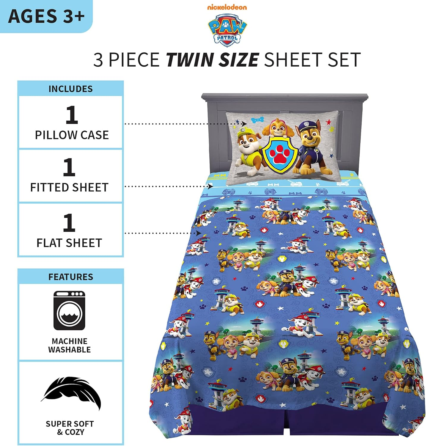 Franco Kids Bedding Super Soft Microfiber Sheet Set, Twin, Paw Patrol - Sonic The Hedgehog image number 3