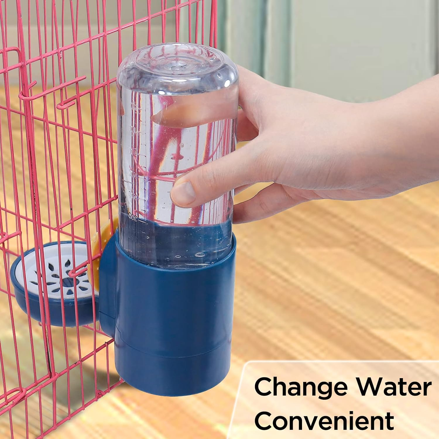 Rabbit Water Bottles 500Ml Large Guinea Pig Non Drip Automatic Kettle for Bunny/Ferret/Hedgehog Small Animal Dispenser (Blue)