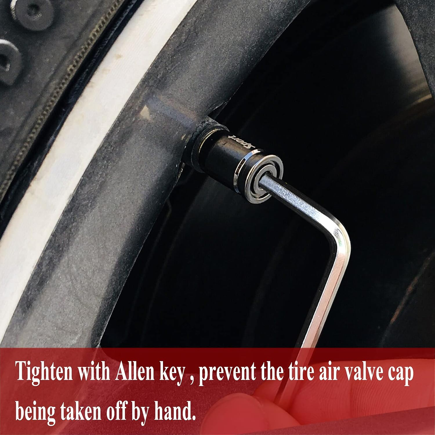 Dsycar 8 Pack Locking Tire Valve Stem Caps Auto Wheel Tyre Air Stems Cover with Rubber Seal, Anti-Theft Aluminum Valve Stem Caps Fits Cars, Motorcycles, Bicycles, Lock Tight Fit (8 Pack Bullet/Black) image number 2