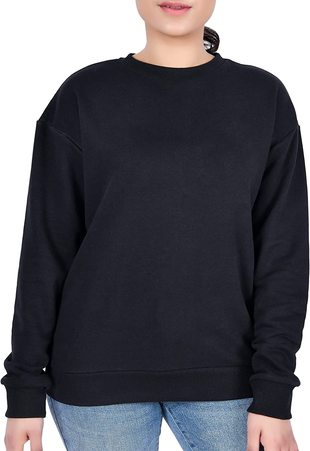 Sleepdown Essentials Women'S Casual Long Sleeve Sweatshirt Lightweight Crew Neck Pullover Relaxed Fit Tops image number 1