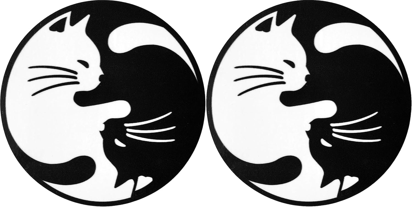 Set 2 Pcs. of Papapatch Cat Yin Yang Kung Fu Chinese Tao Balance Sign Vinyl Window Laptop Wall Decor Decal Sticker (STK-CAT-YIN-YANG-S2)