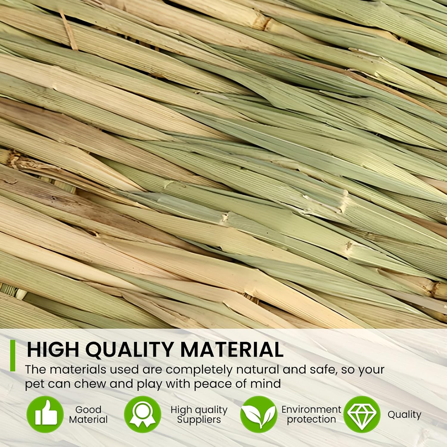 GBKDQQ Pack of 8 Small Animal Grass Mats, 28 X 20 Cm Woven Grass Mat, Rabbit Bed, Naturally Safe and Edible, Animal Chew Toy for Guinea Pigs, Rabbits, Hamsters, Mice image number 3