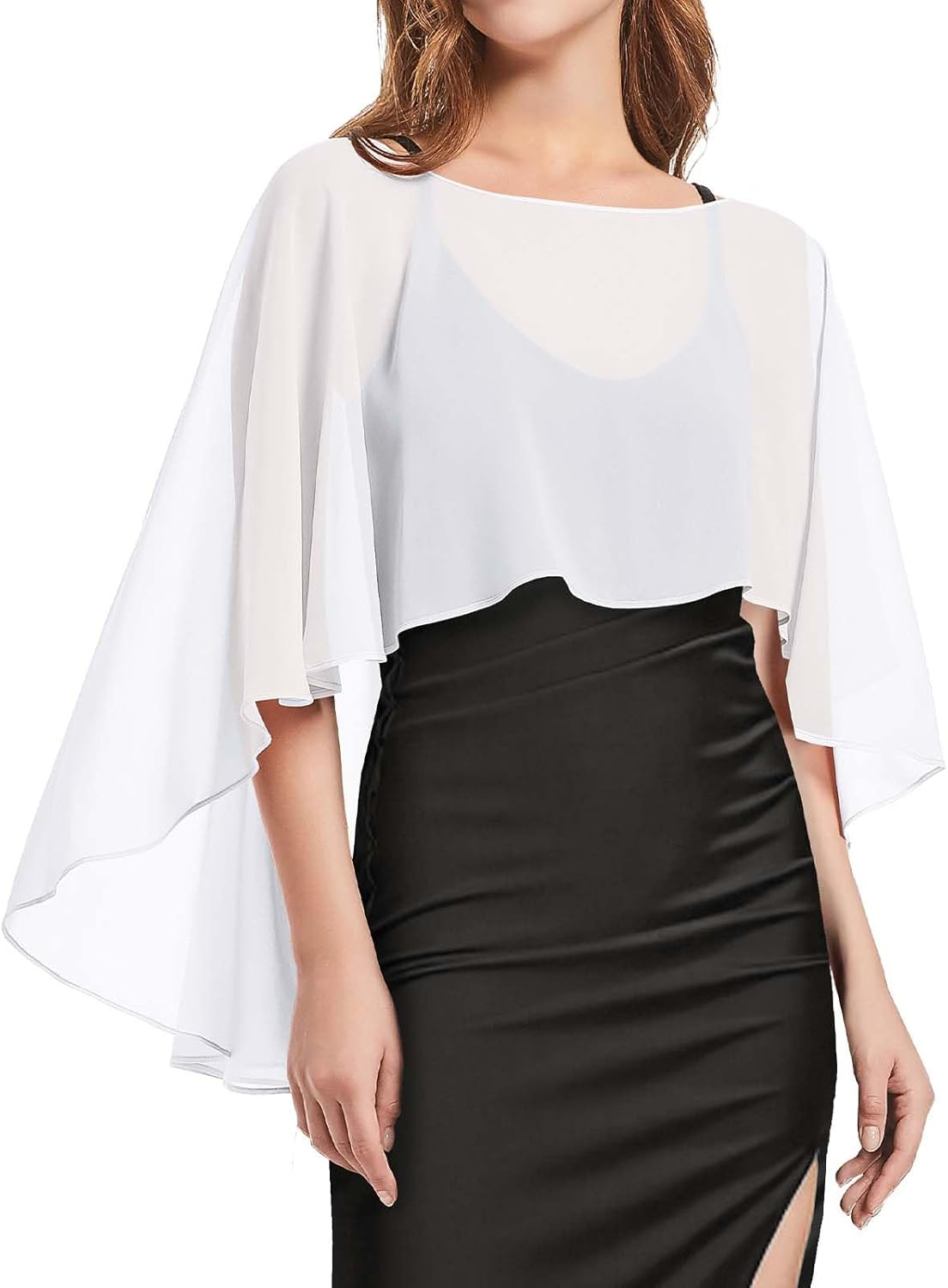 Womens Capelets Shawls and Wraps for Evening Dress Chiffon Capes Wedding Cover Up