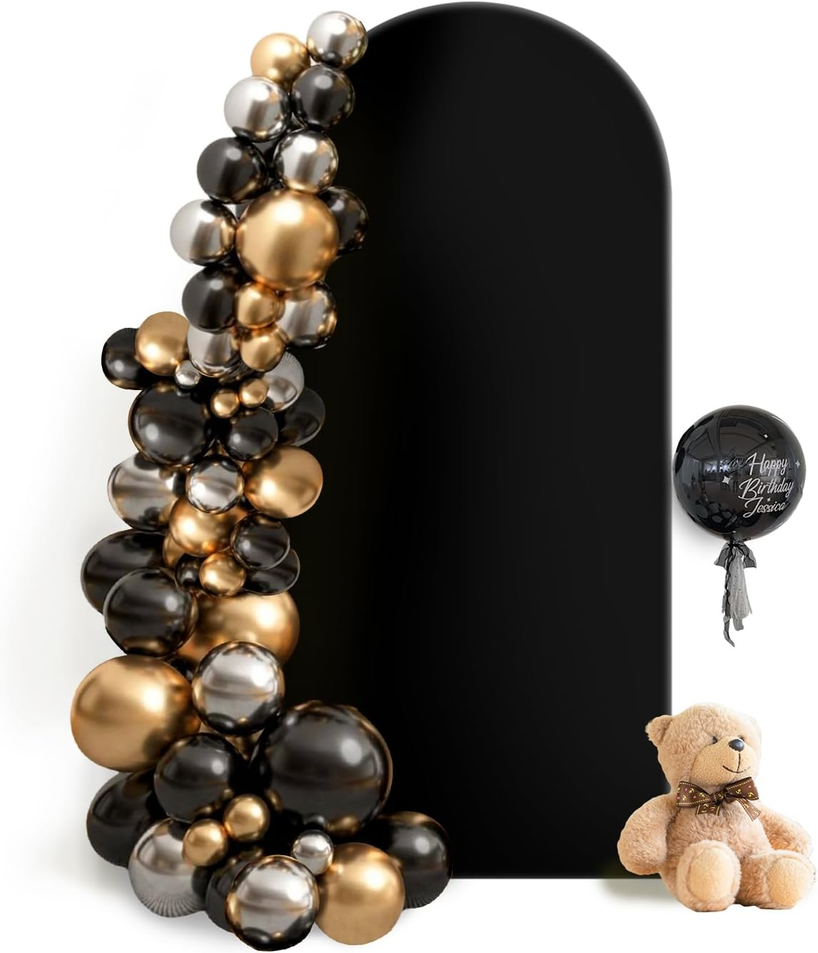 Hemmotop 6 Ft Black Arch Cover (No Arch Backdrop Stand), 2-Sided Spandex Arch Covers Stretchy Backdrop, for Wedding, Baby Shower, Birthday Party Decoration