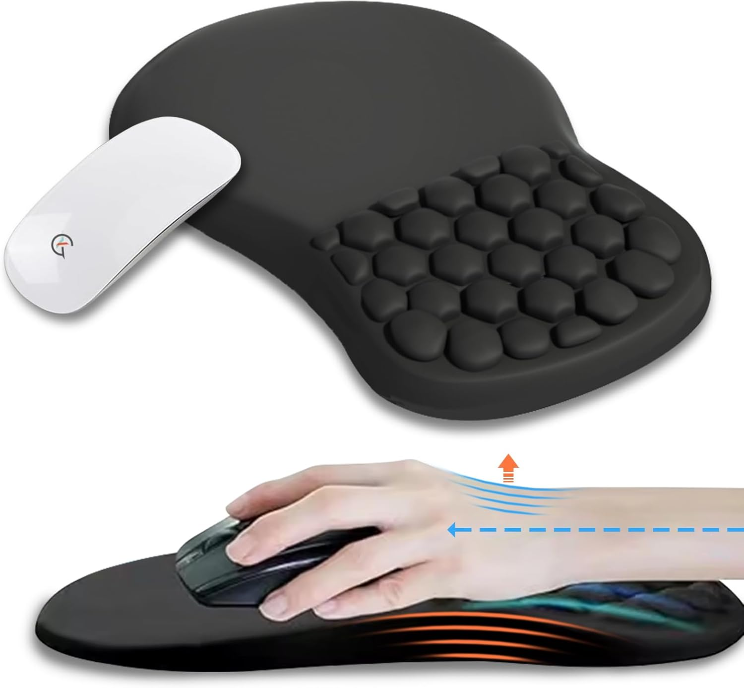 TEKXDD Mouse Pad with Wrist Suport &ndash; Ergonomic Mouse Pad Wrist Rest, Pain Relief Gaming Mousepad with Memory Foam, Mouse Mat for Wireless Mouse and Desk image number 2