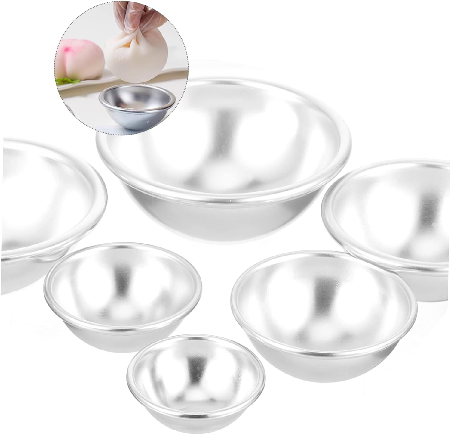 LOPUNER 6Pcs DIY Metal Bath Bomb Molds Decorative Bath Ball DIY Molds Cake Ball image number 2