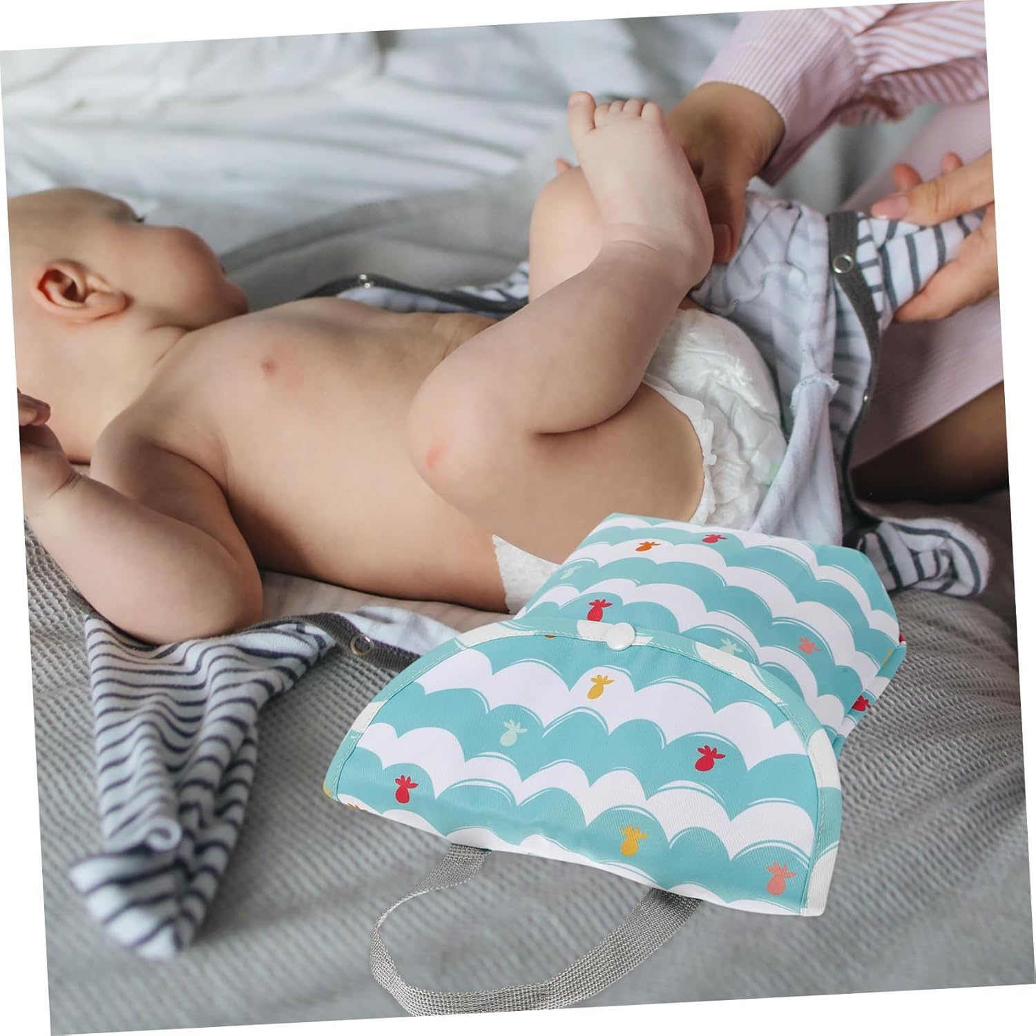 VANZACK Waterproof Diaper Organizer Pouch for Baby Diapers Portable Infant Storage Bag with Dual Pockets for Travel and Outdoor Use image number 1