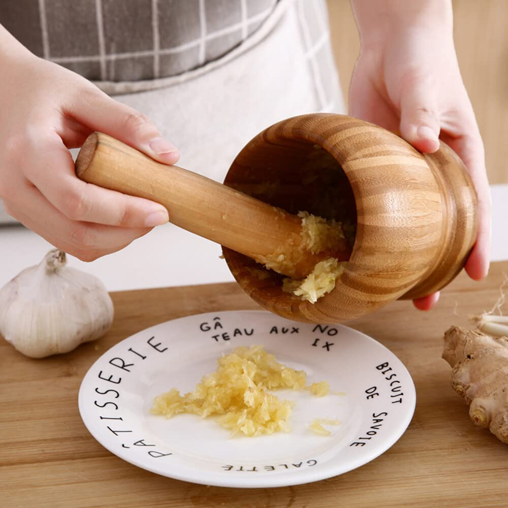 Tignapoo Mortar and Pestle Set Big Manual Garlic Spices Large Mortar Pestle Pepper Minced Tool Durable Lightweight Garlic Mills Mixing Pot Herb Pepper Grinder