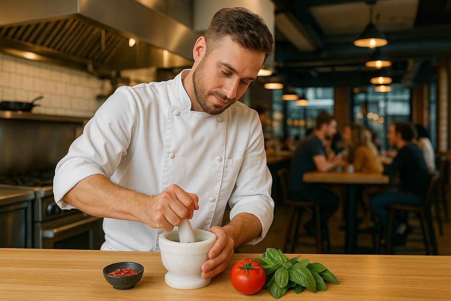 Handcrafted Mortar and Pestle &ndash; Solid Stone Grinder for Spices and Herbs &ndash; Artisan Carved from Yushan Marble, Elegant and Durable for Everyday Cooking image number 6