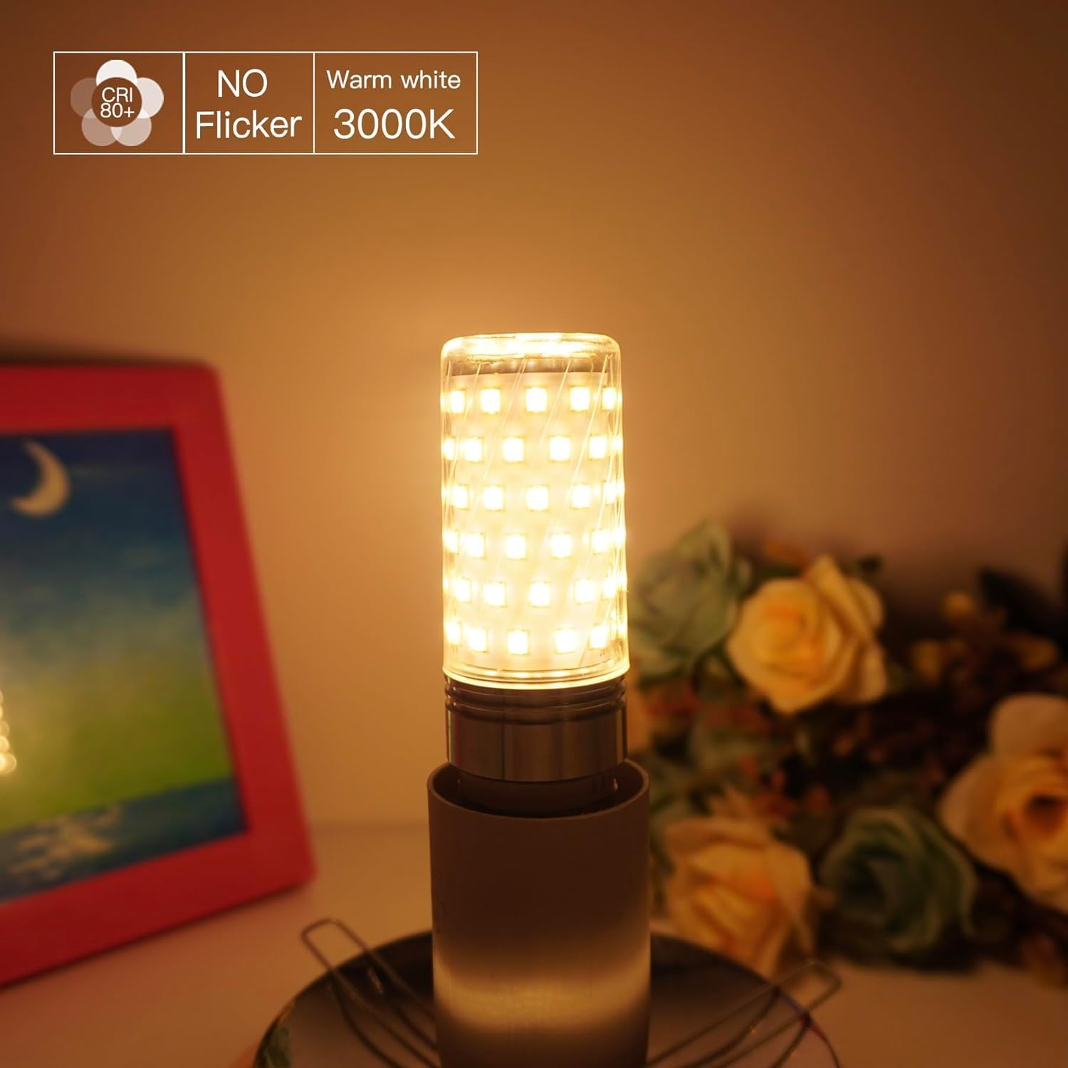 MATCHEASY E27 LED Corn Bulb 7W (75W Halogen Equivalent), Warm White 3000K, 950LM, CRI80, AC100-265V, Non-Dimmable Edison Screw Light Bulbs for Home Indoor Lighting, 2-Pack