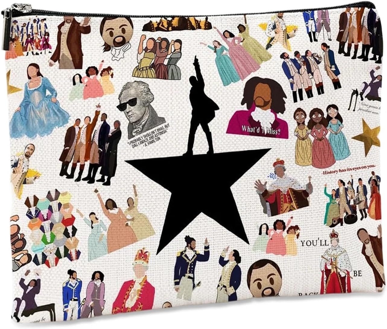 Hamilton Makeup Bag, Musical Cosmetic Bag, Portable Make up Bags for Women, Girls, Travel, Vacation, Hamilton Gifts for Musical Lovers image number 2
